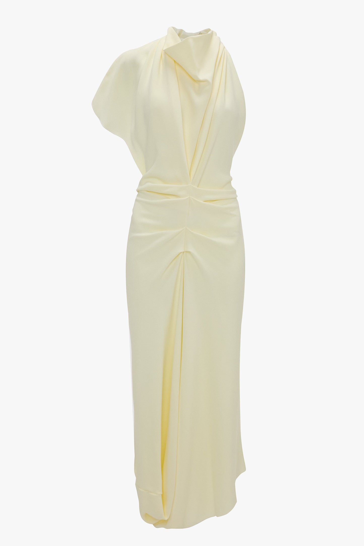 Backless Scarf Detail Midi Dress In Vanilla