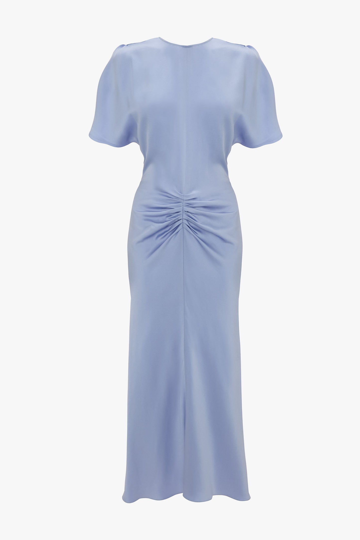 Gathered Waist Midi Dress In Delphinium Blue