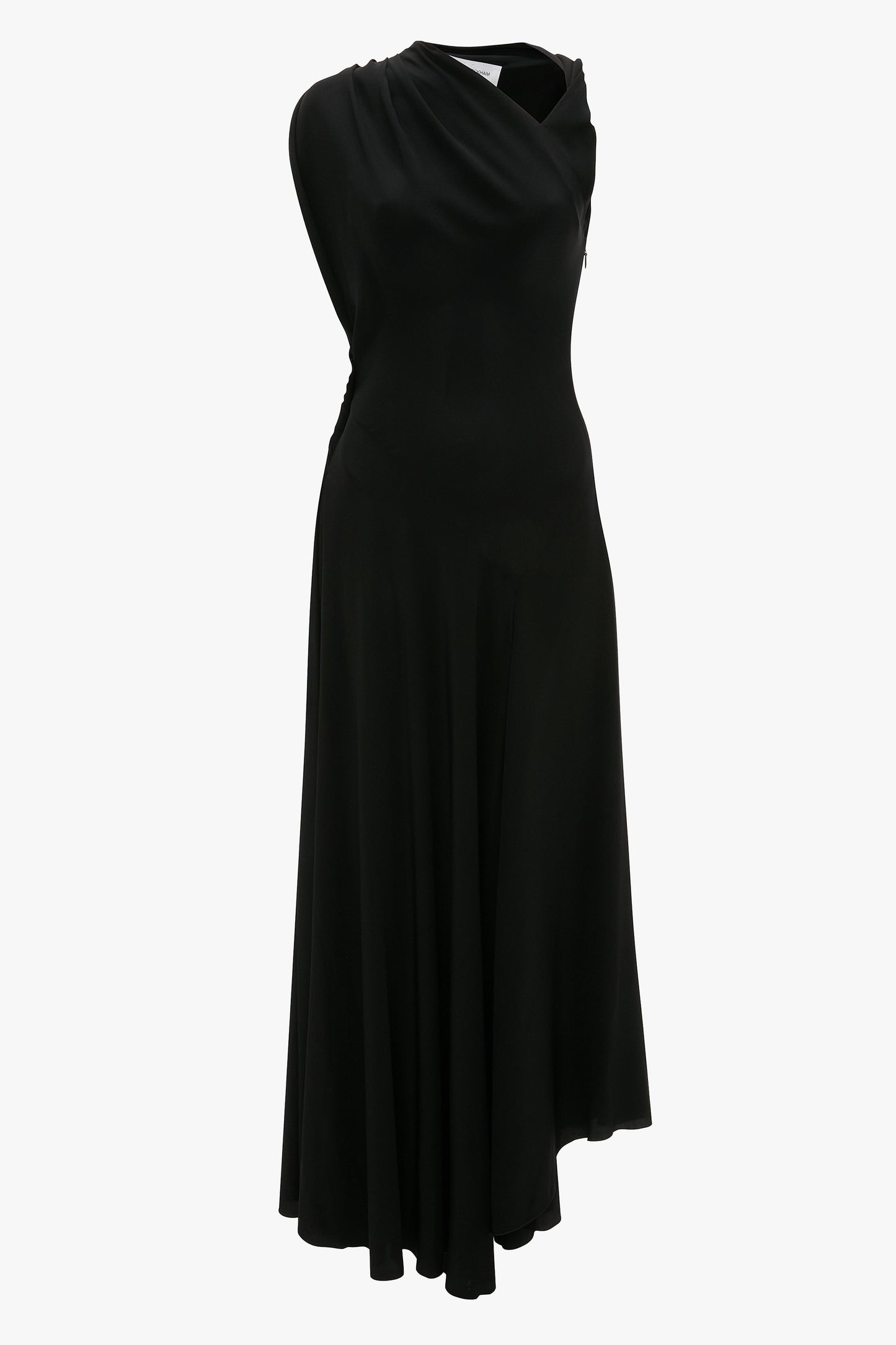 Sleeveless Draped Midi Dress In Black