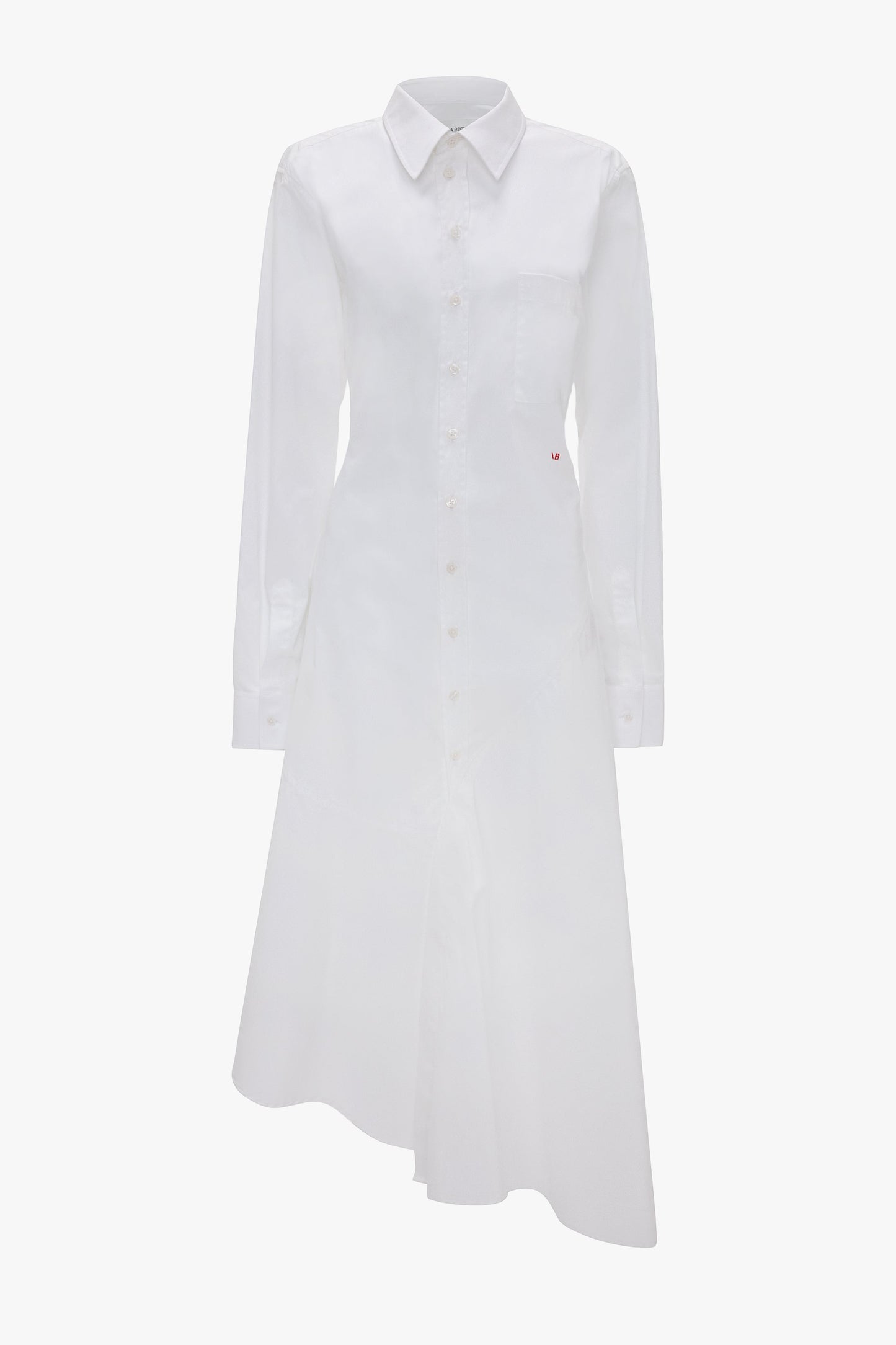 Panelled Shirt Dress In White