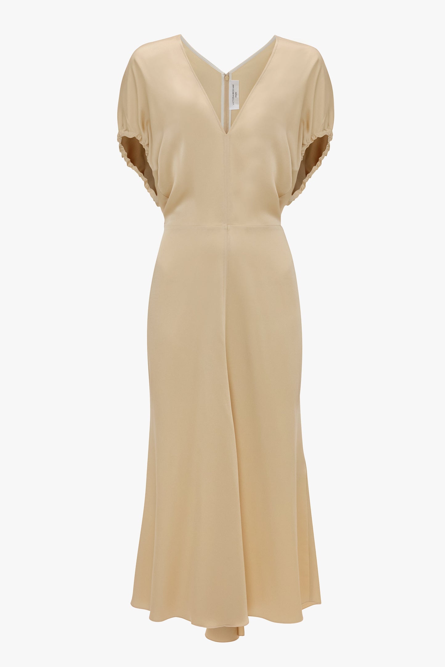 Blouson Detail Midi Dress In Macadamia