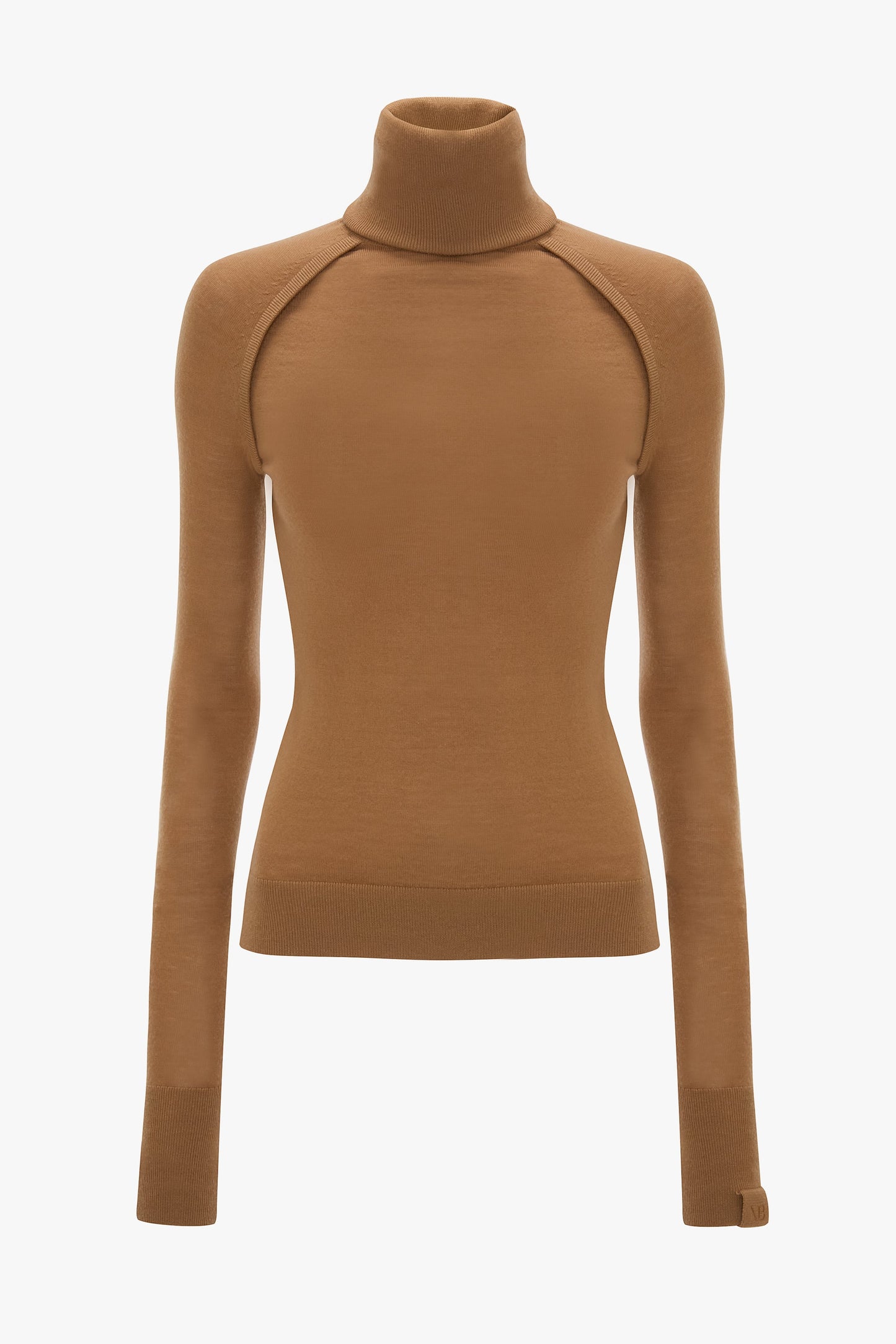 High Neck Top In Dark Camel