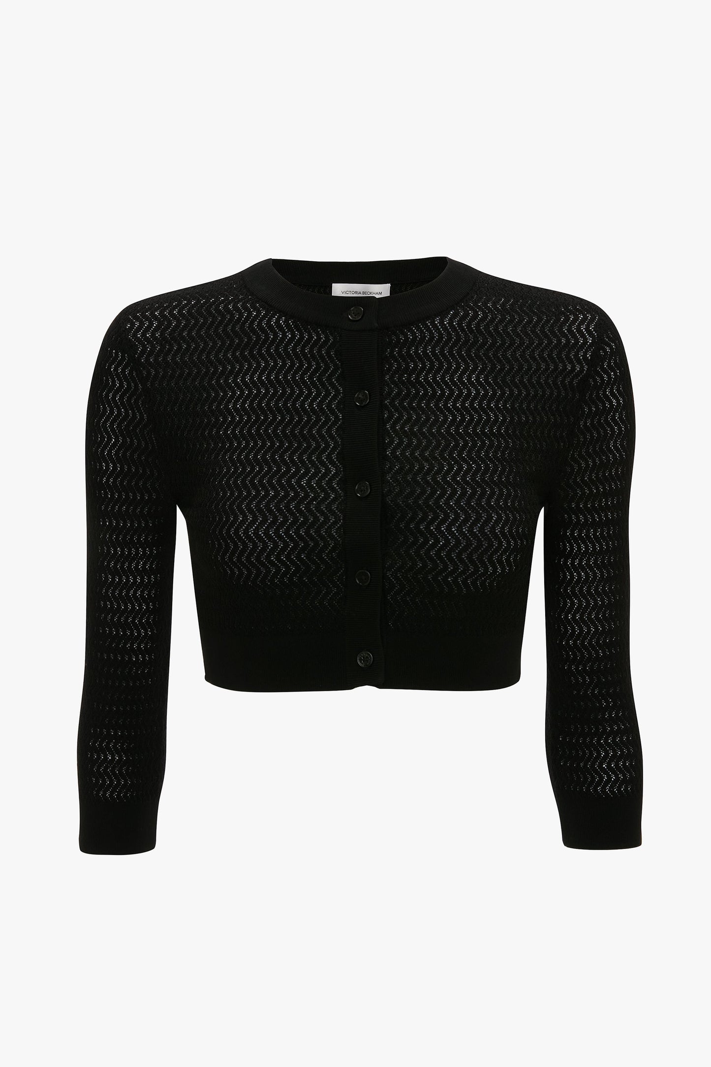 Cropped Sleeve Cardigan In Black