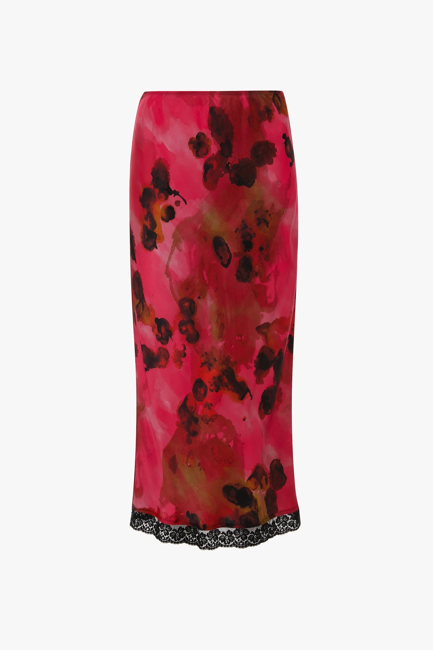 Lace Trim Slip Skirt In Raspberry Floral Print