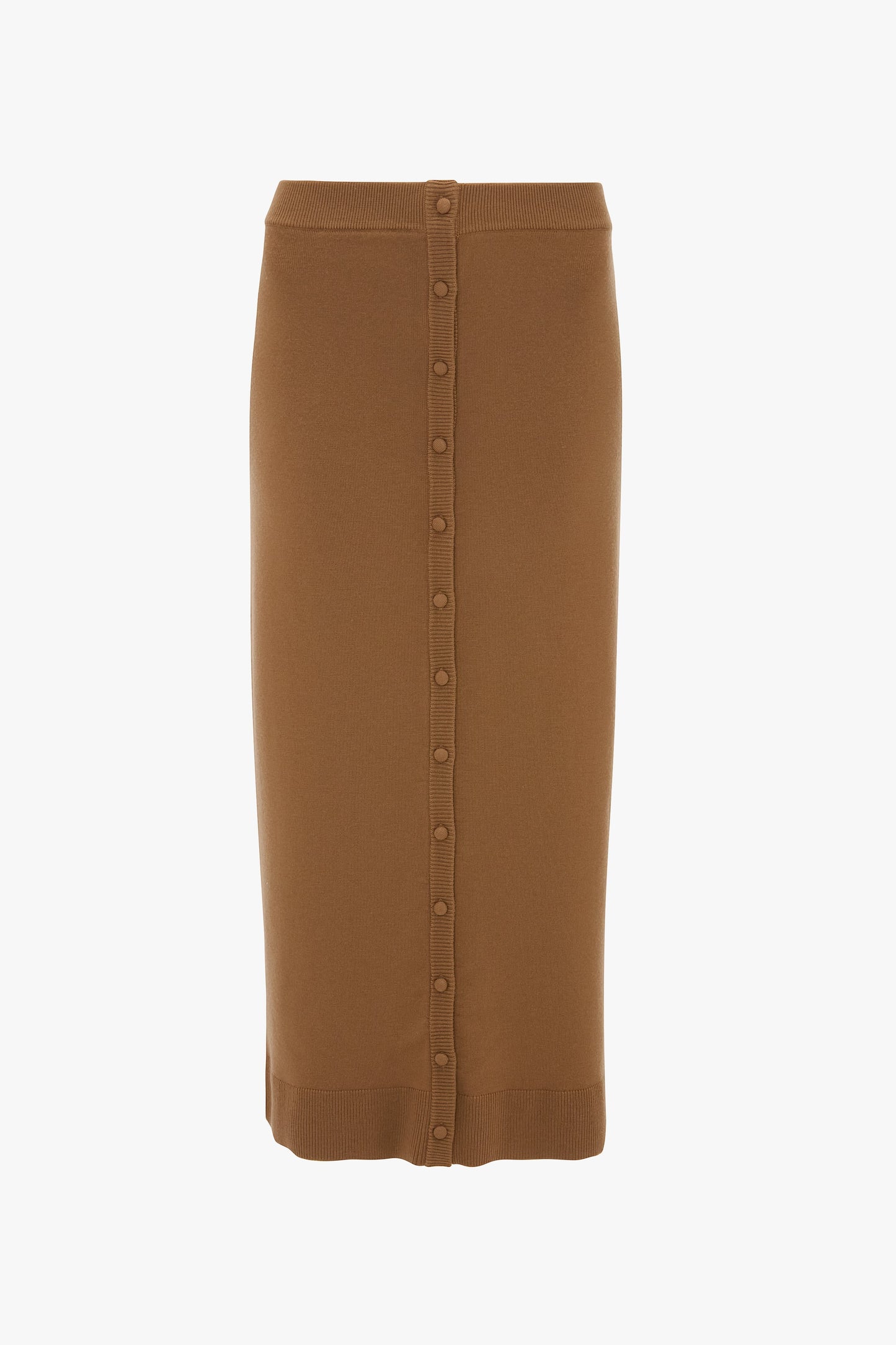 Button Detail Midi Skirt In Camel