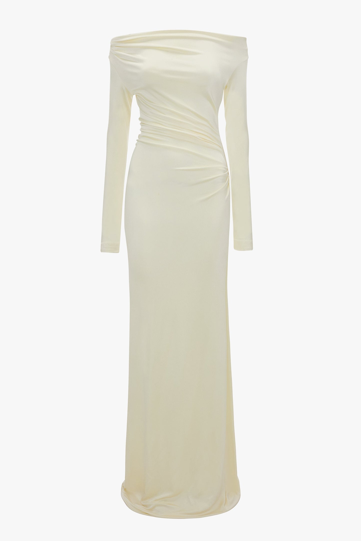 Off-Shoulder Draped Gown In Ivory
