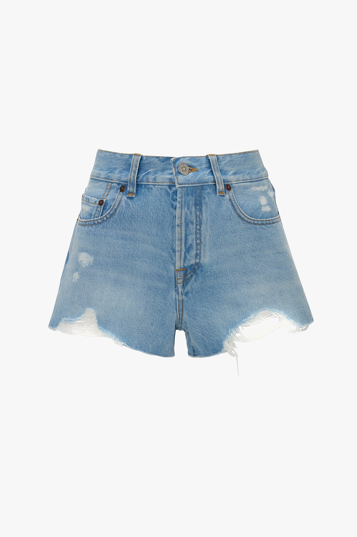Distressed Shorts In Light Blue Wash