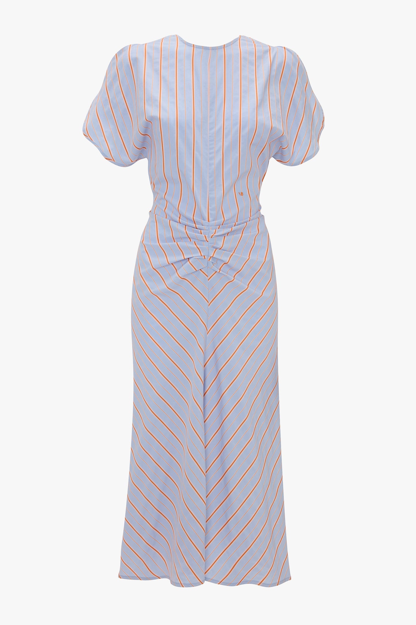 Gathered Waist Midi Dress In Delphinum-Orange