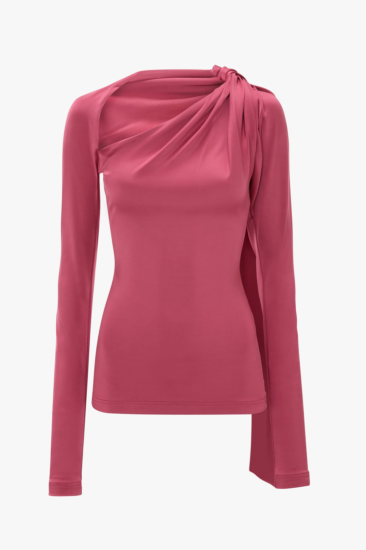 Slash Neck Jersey Top In Cerise