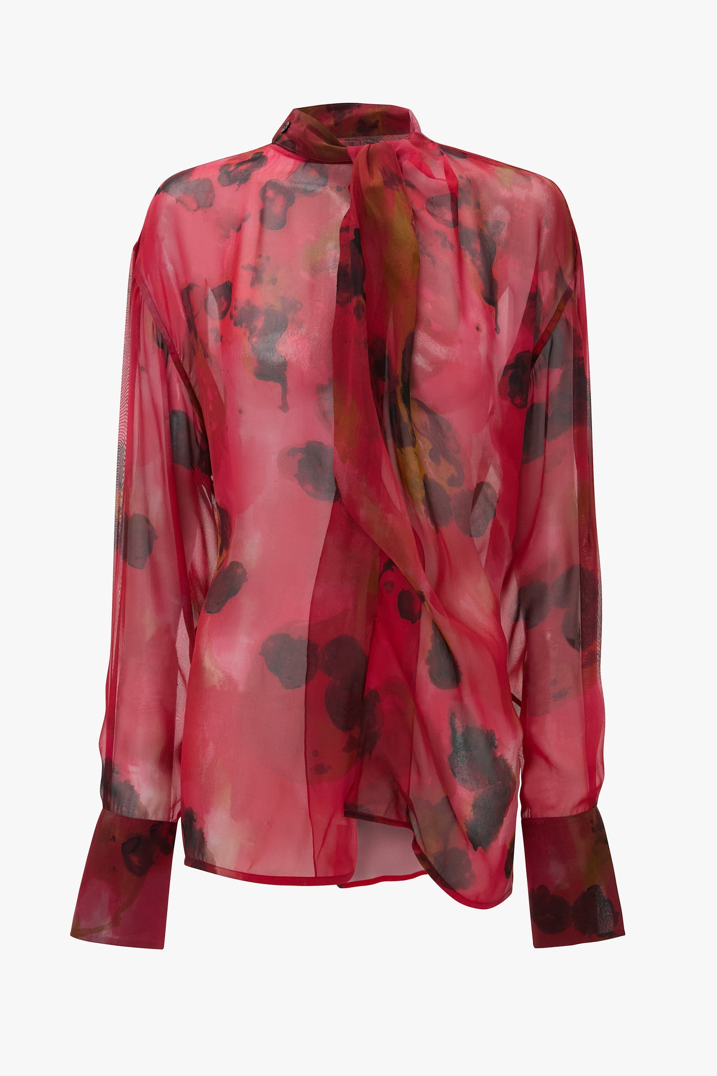 Drape Detail Blouse In Raspberry Floral Print