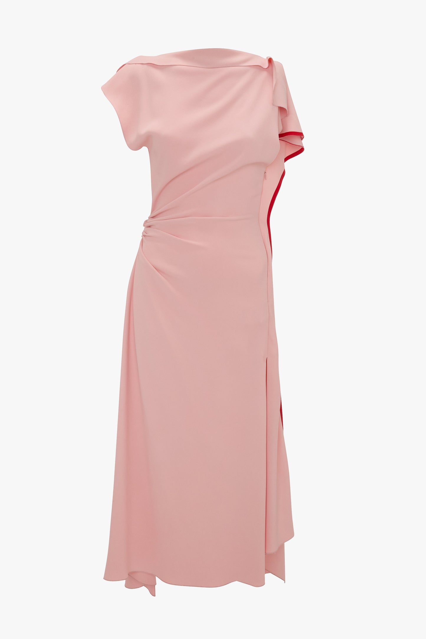 Drape Sleeve Midi Dress In Antique Pink