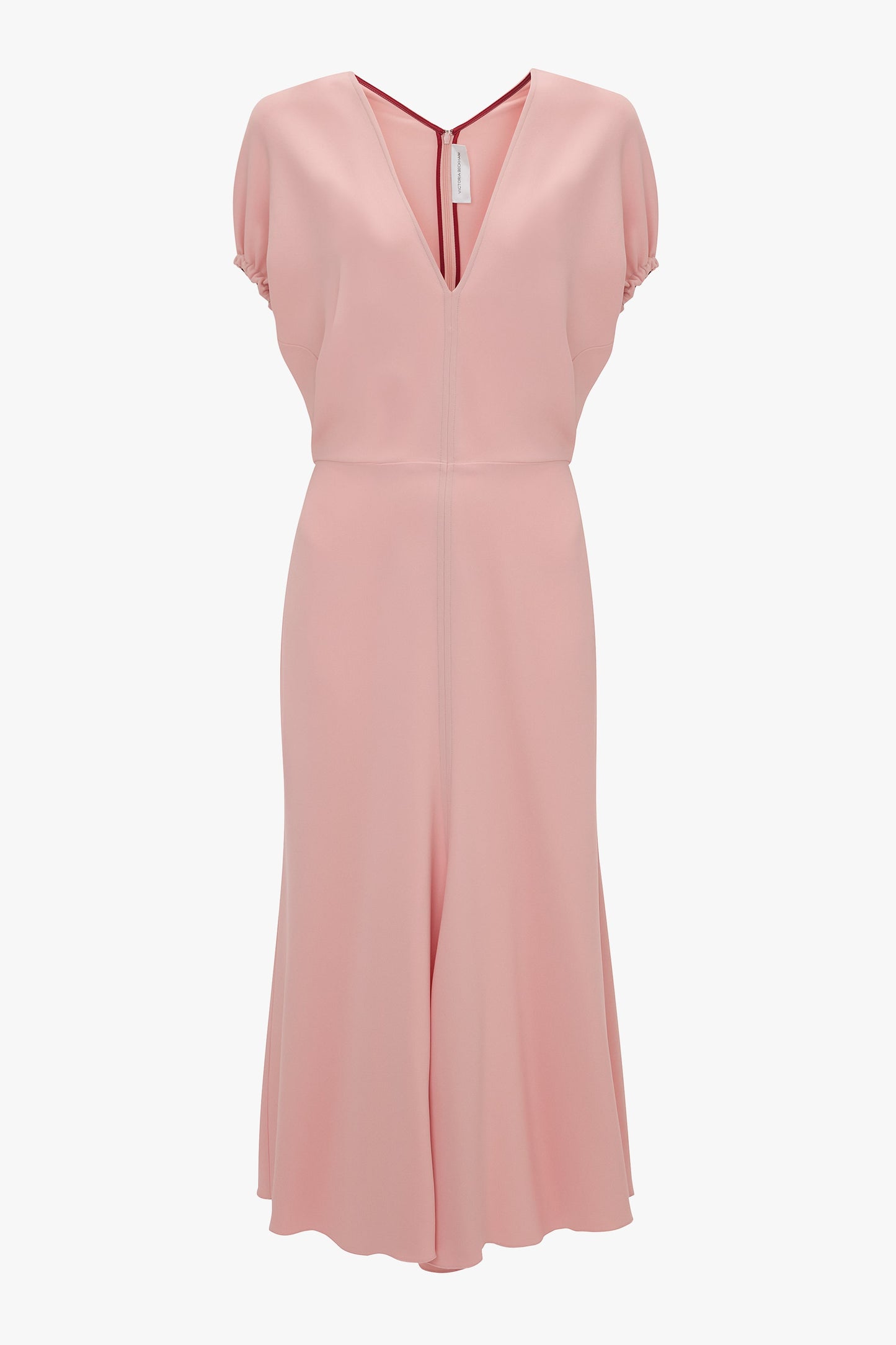 Blouson Detail Midi Dress In Antique Pink