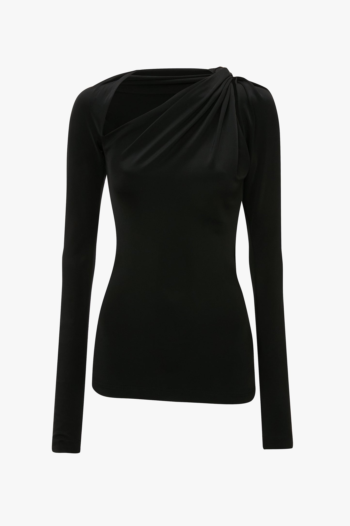 Slash Neck Jersey Top In Black