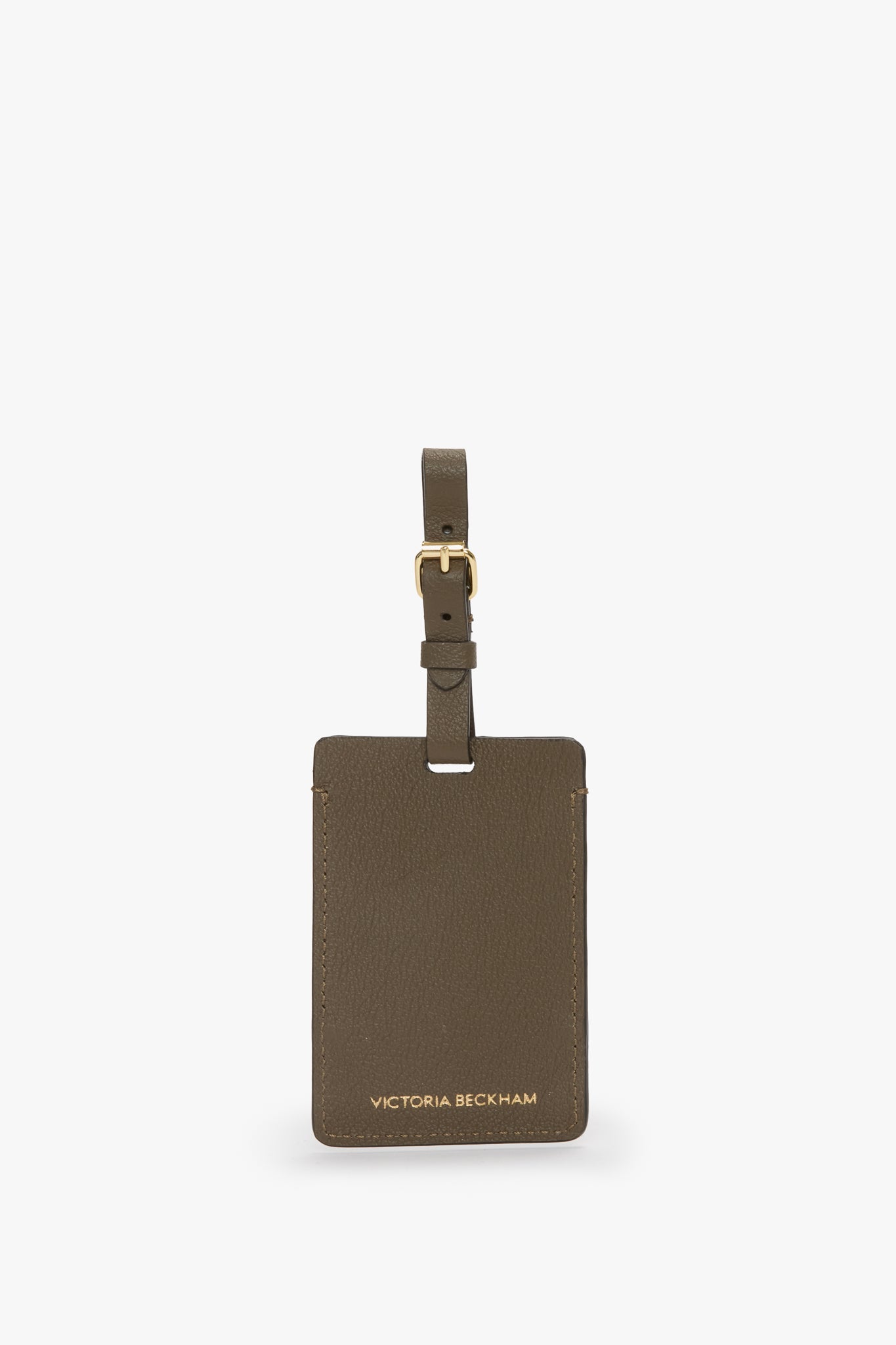 Luggage Tag In Khaki Soft Grained Leather