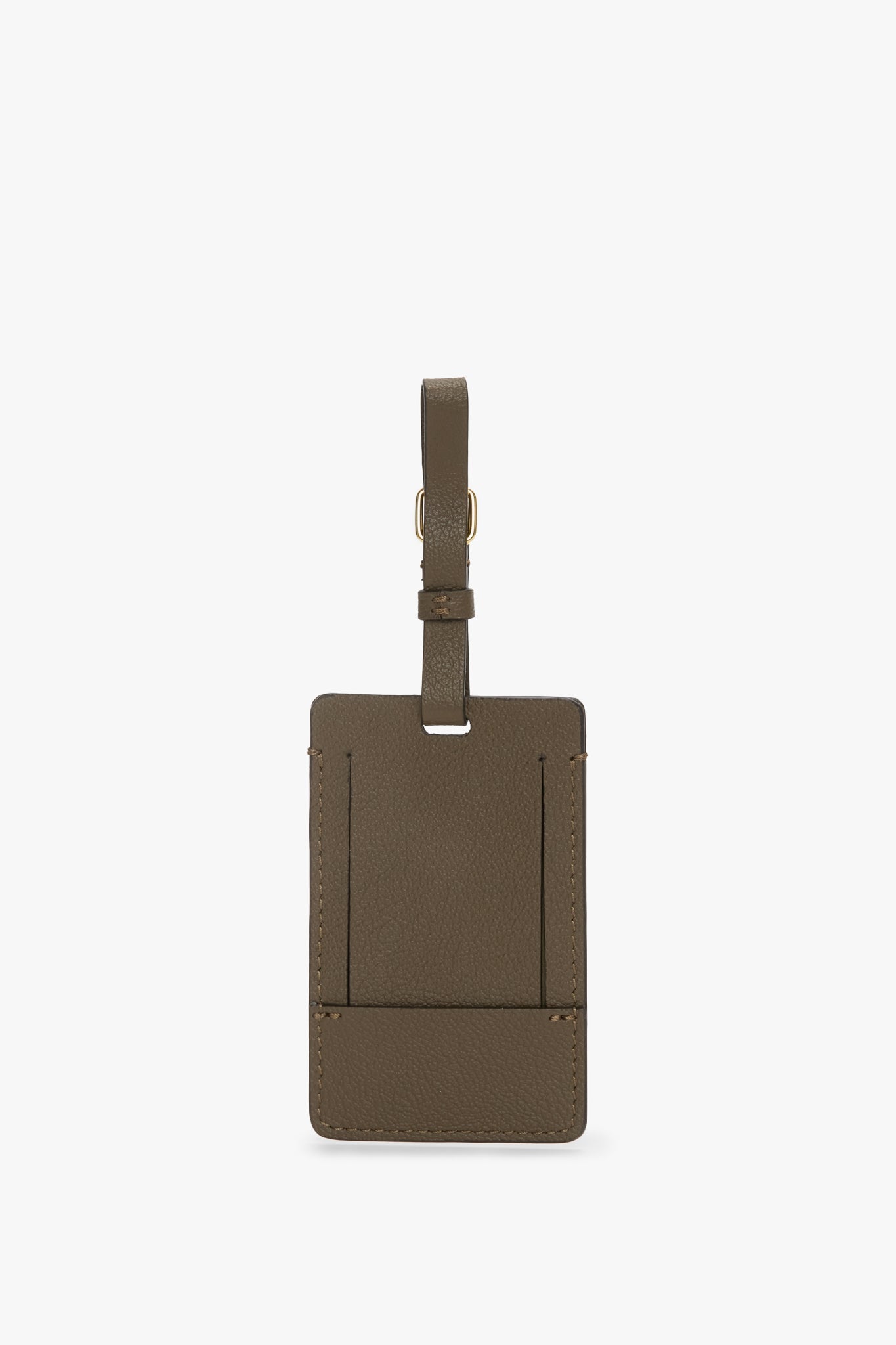 Luggage Tag In Khaki Soft Grained Leather