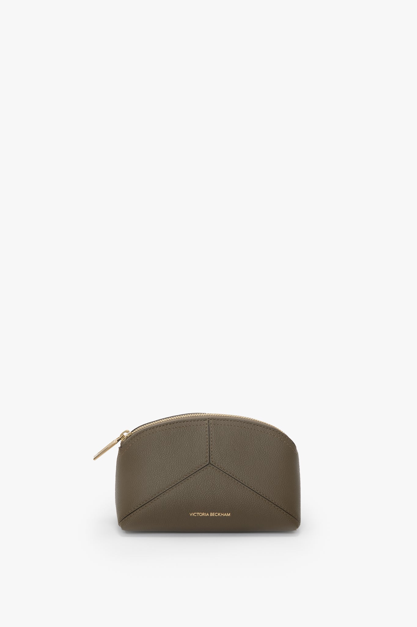 Victoria Mini Travel Pouch In Khaki Soft Grained Leather