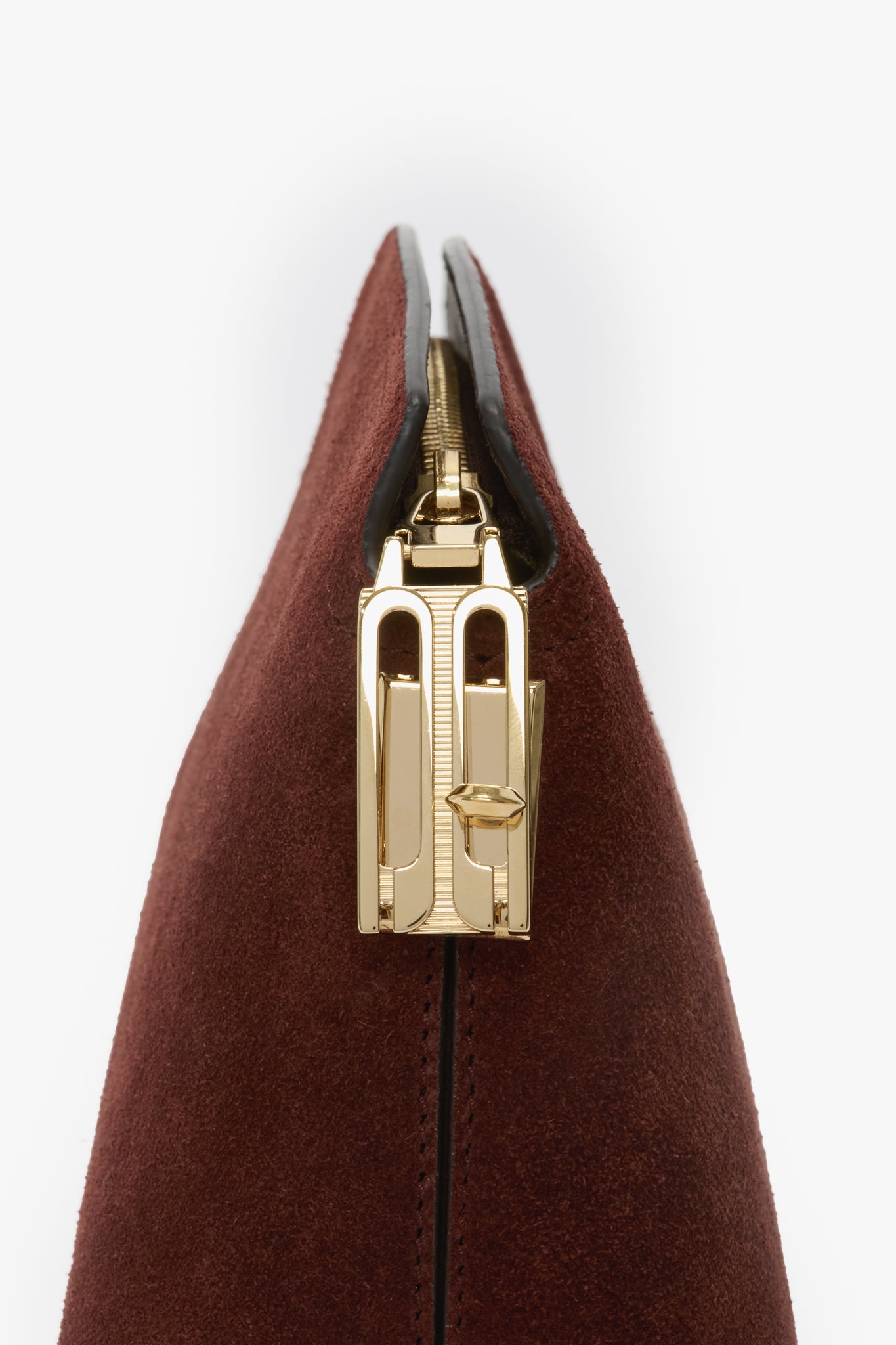 Victoria Clutch Bag In Dark Brown Suede