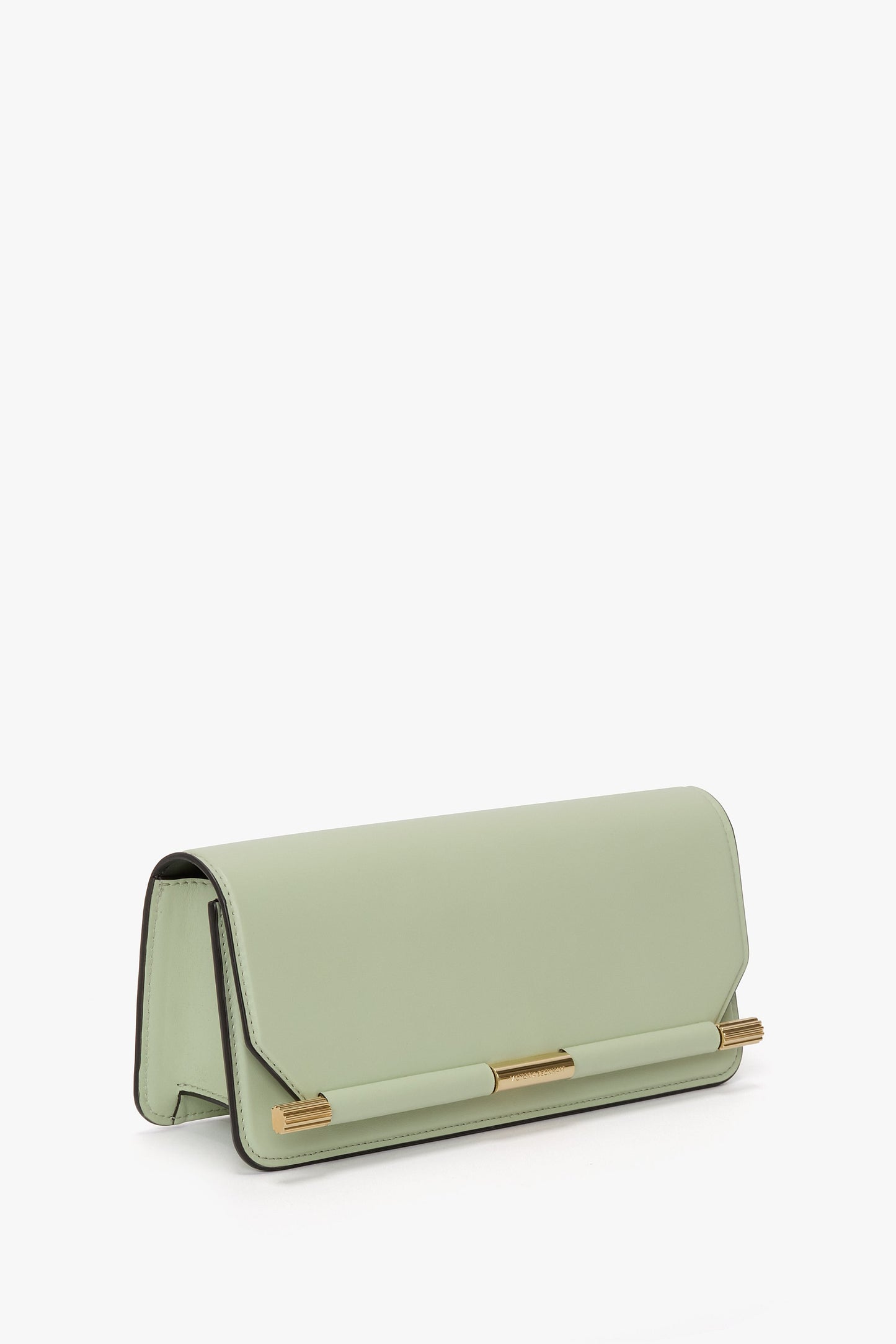 202 Clutch Bag In Pale Green Smooth Leather
