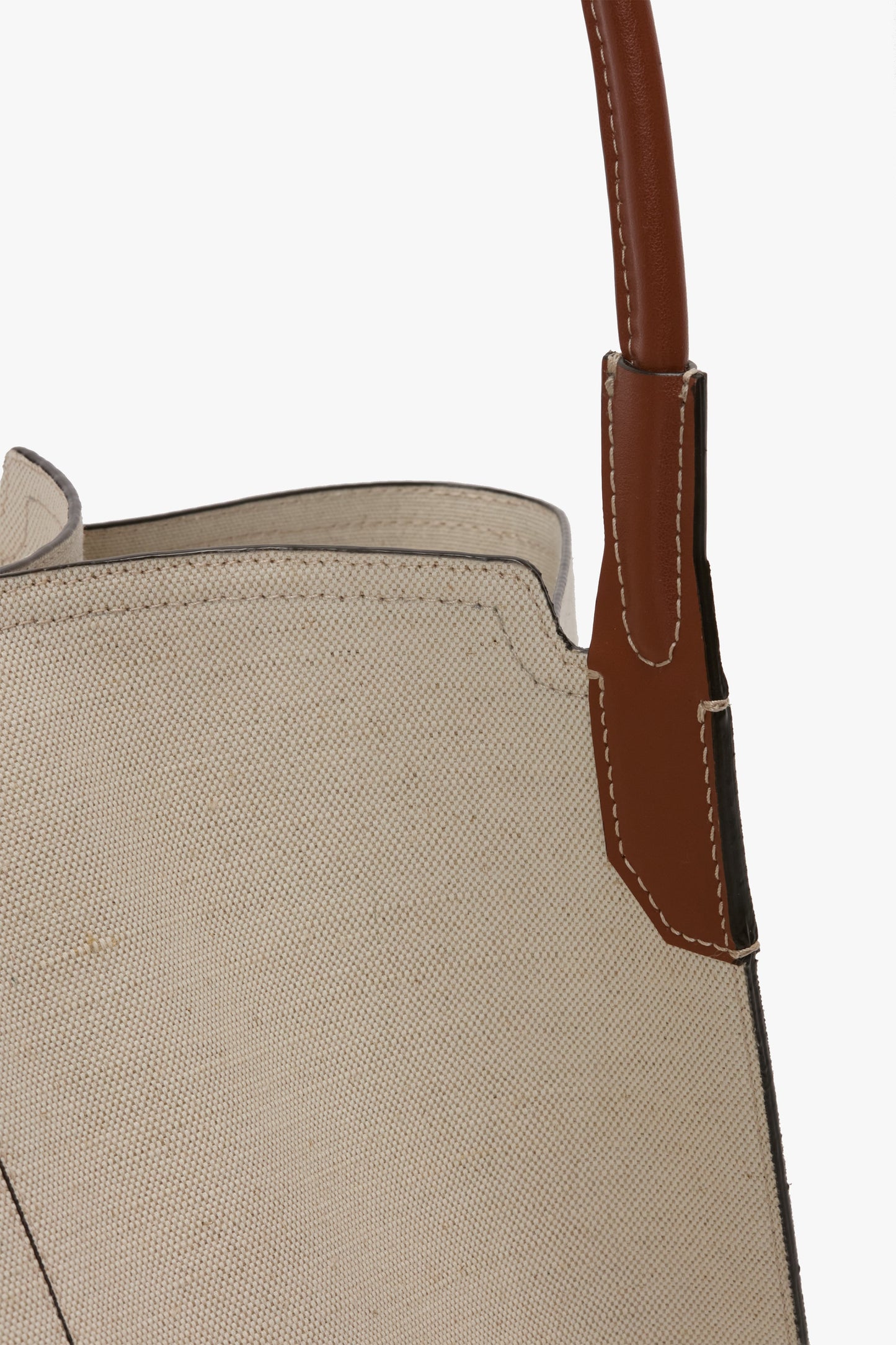 Large Victoria Tote In Ivory Canvas With Tan Leather
