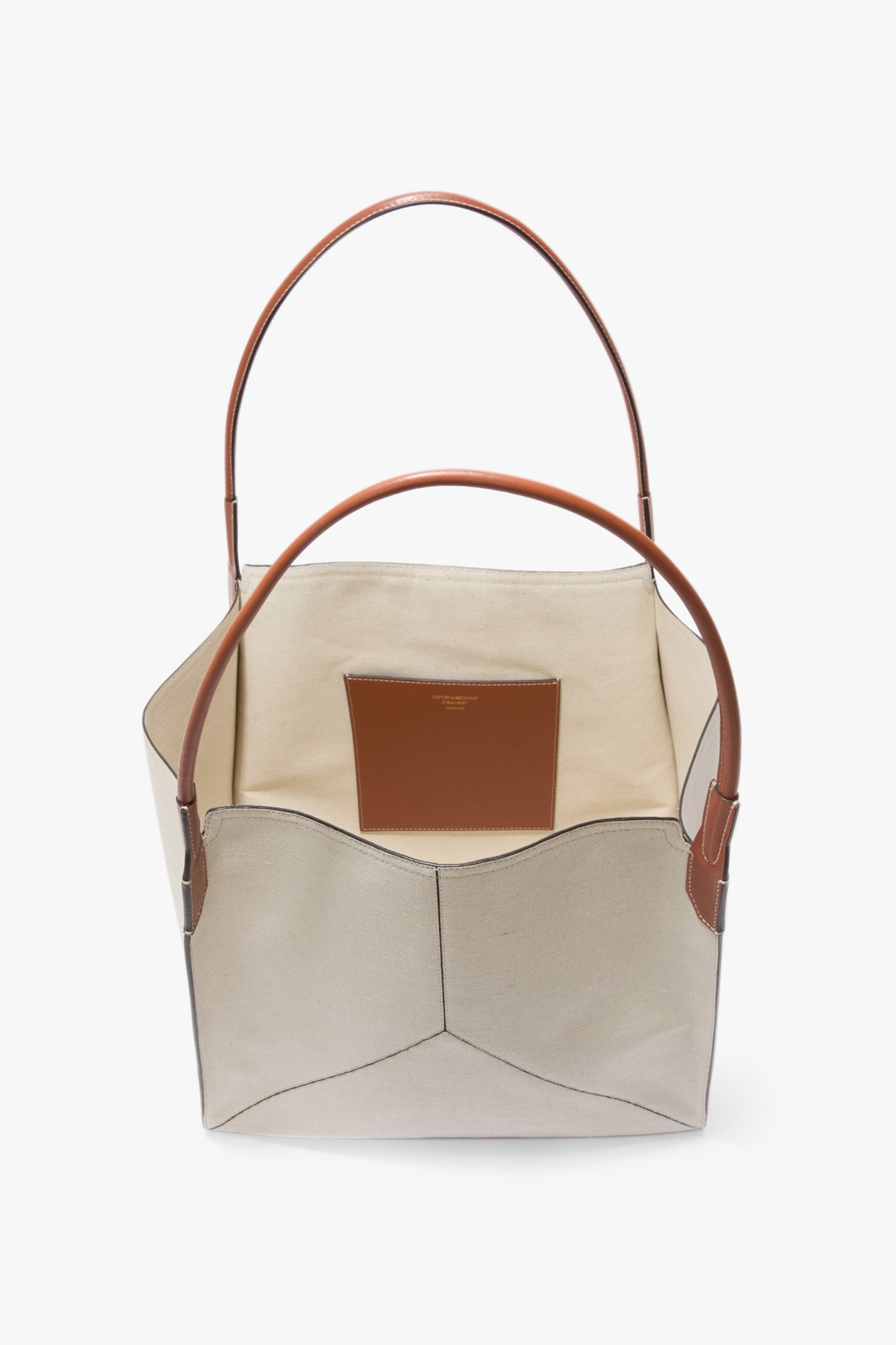 Large Victoria Tote In Ivory Canvas With Tan Leather