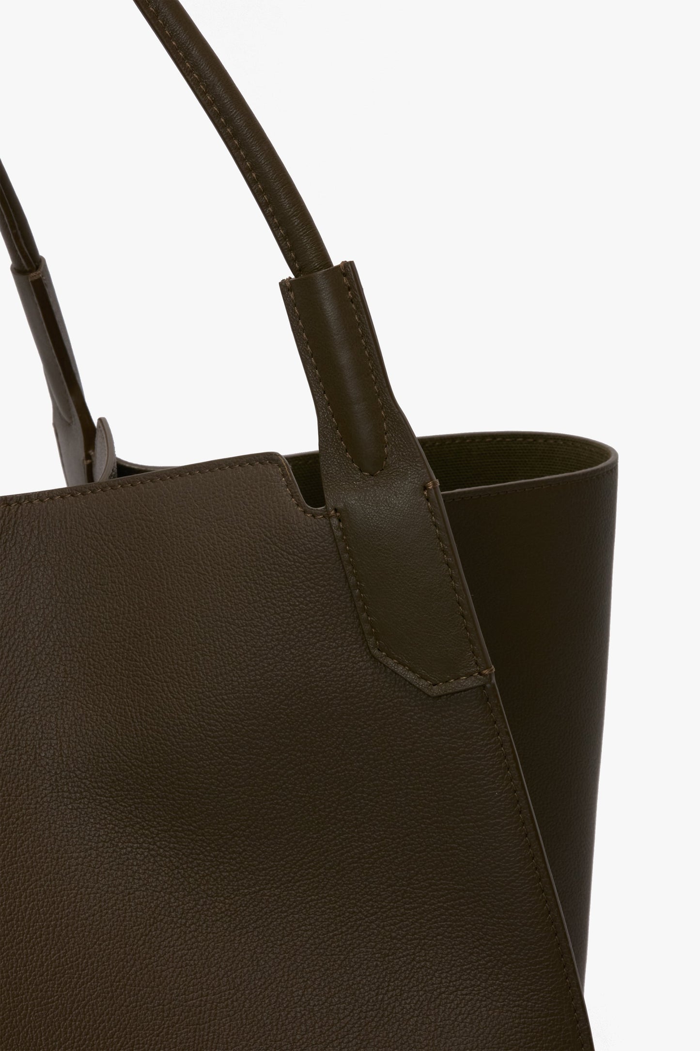 XL Victoria Tote In Khaki Soft Grained Leather