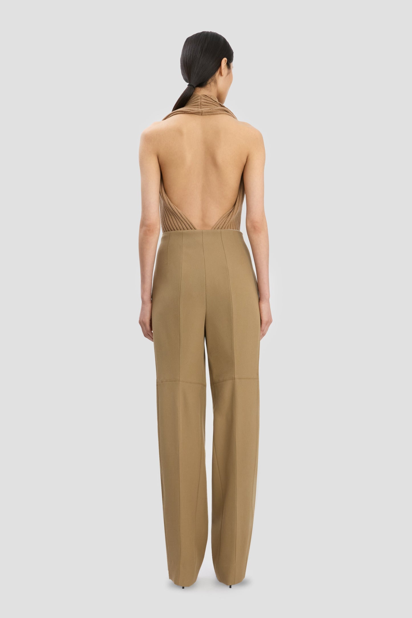 Sculptural Leg Trouser In Dark Camel
