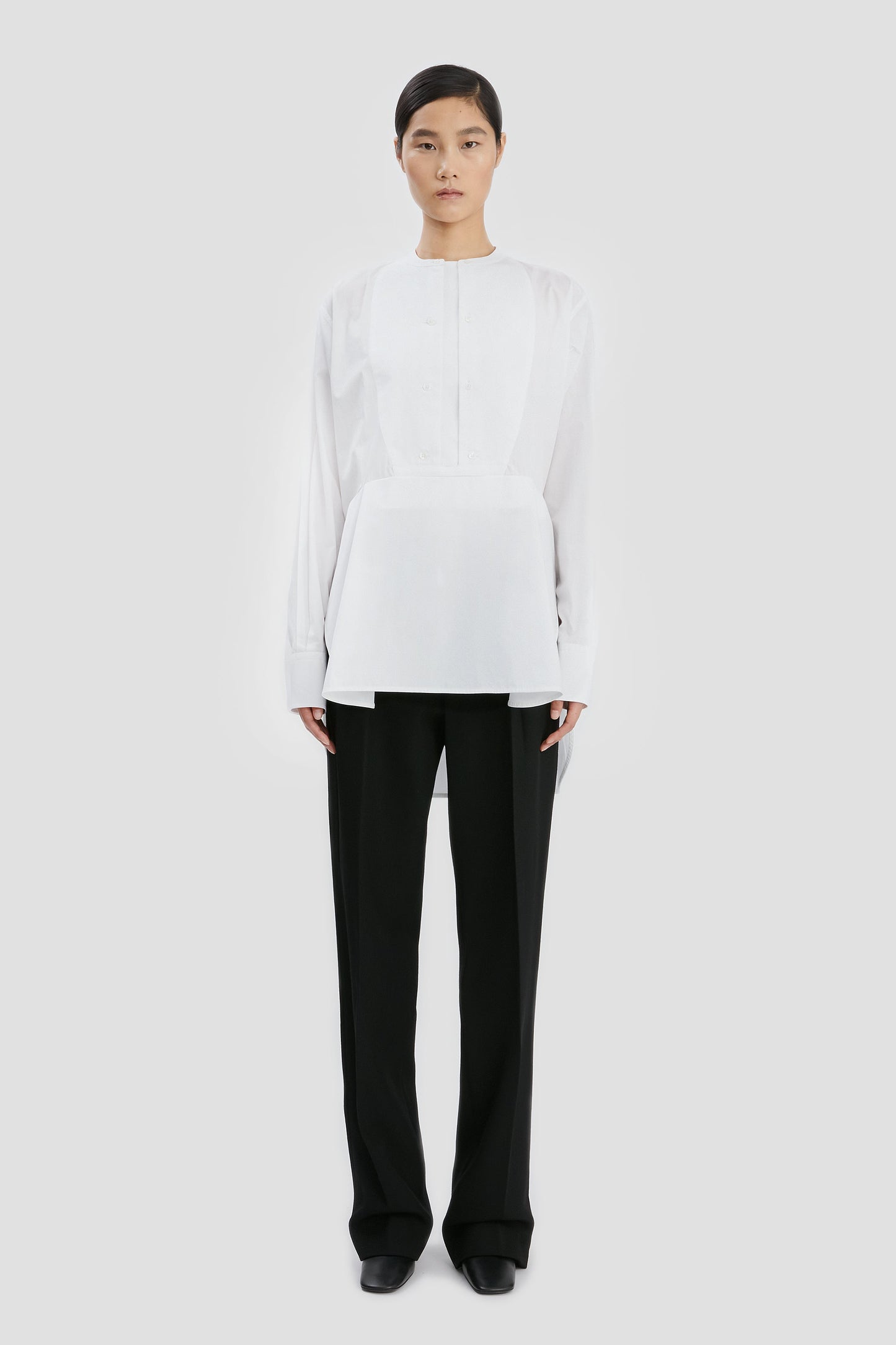 Double Bib Detail Shirt In White