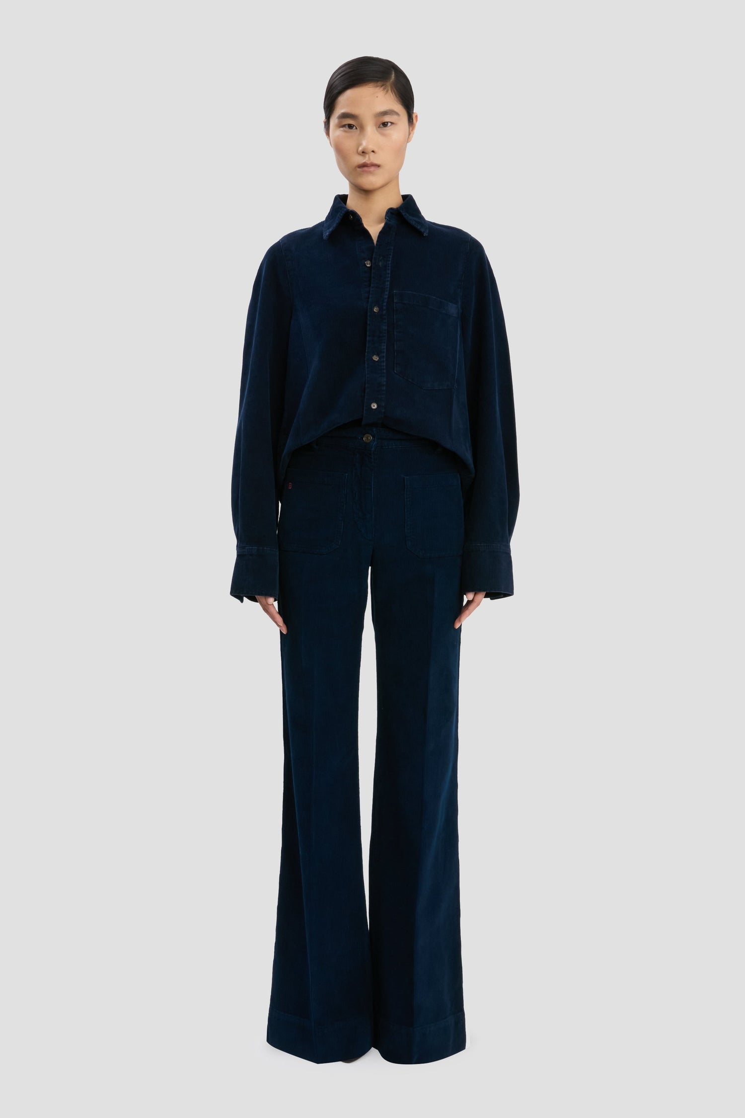 Chemise Slim Avec Détail Épaules En Indigo