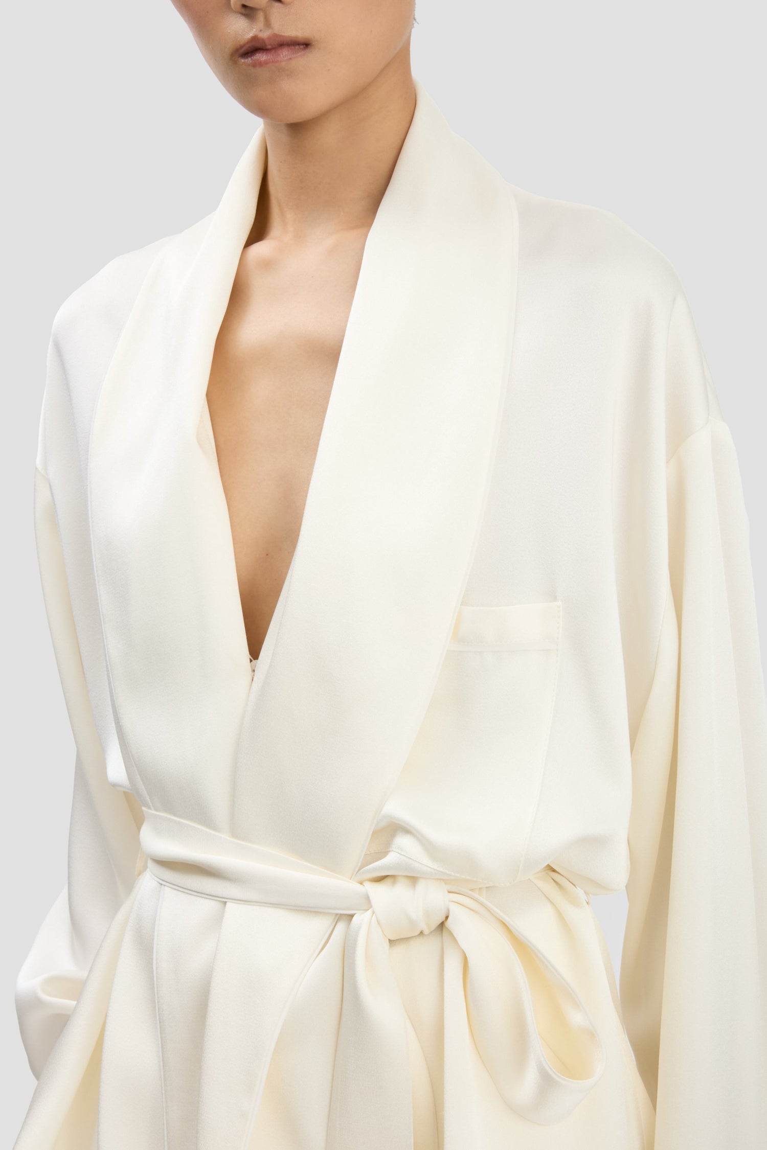 Blouse Cache-Cœur Façon Pyjama En Ivoire