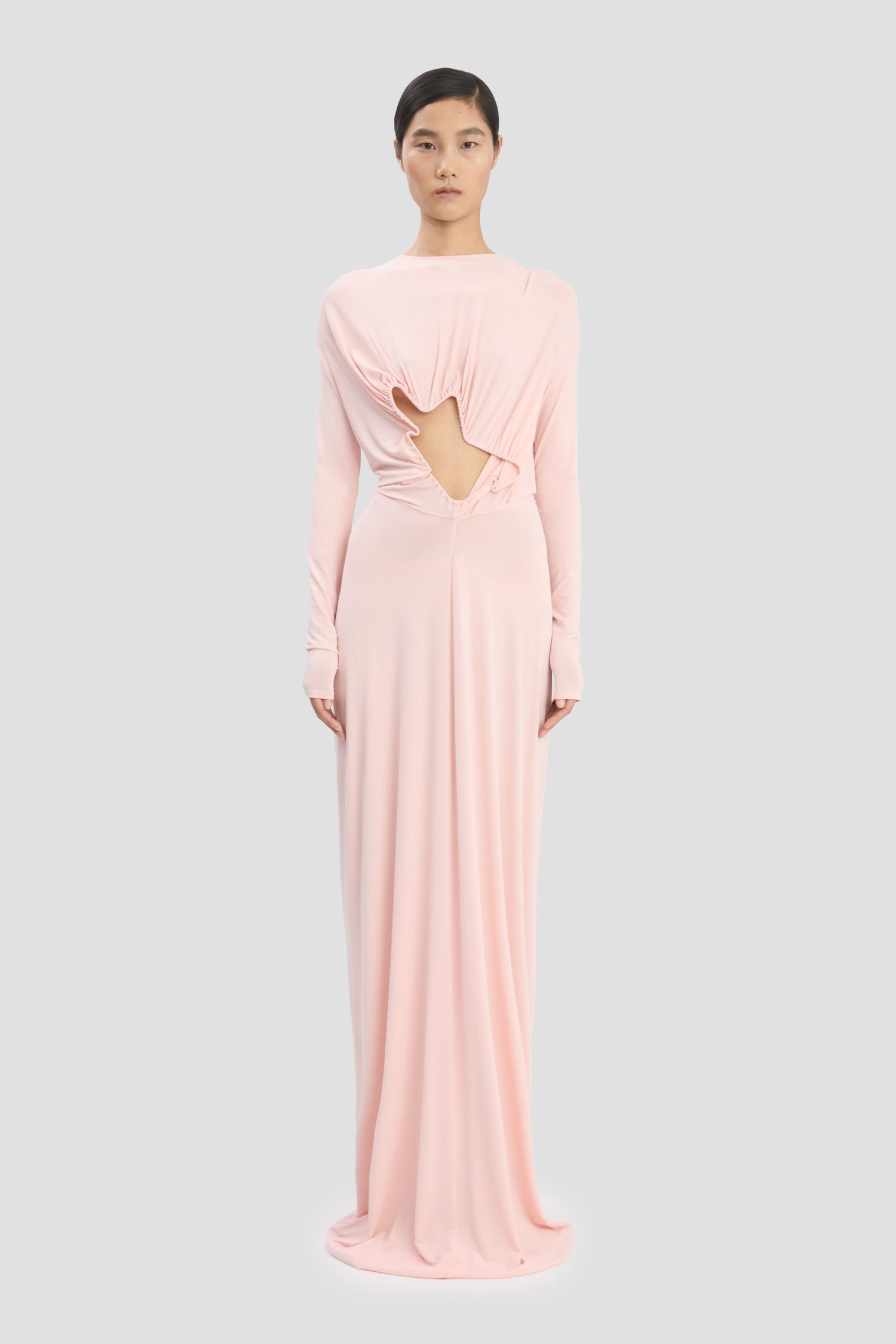 Robe longue à découpe et armature Rose Givré
