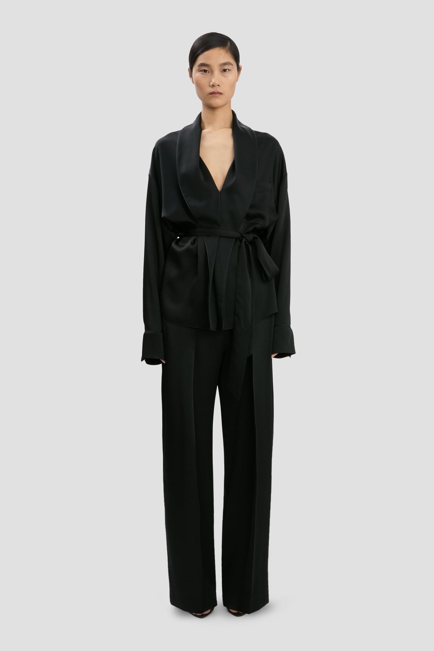Pyjama Wrap Blouse In Black
