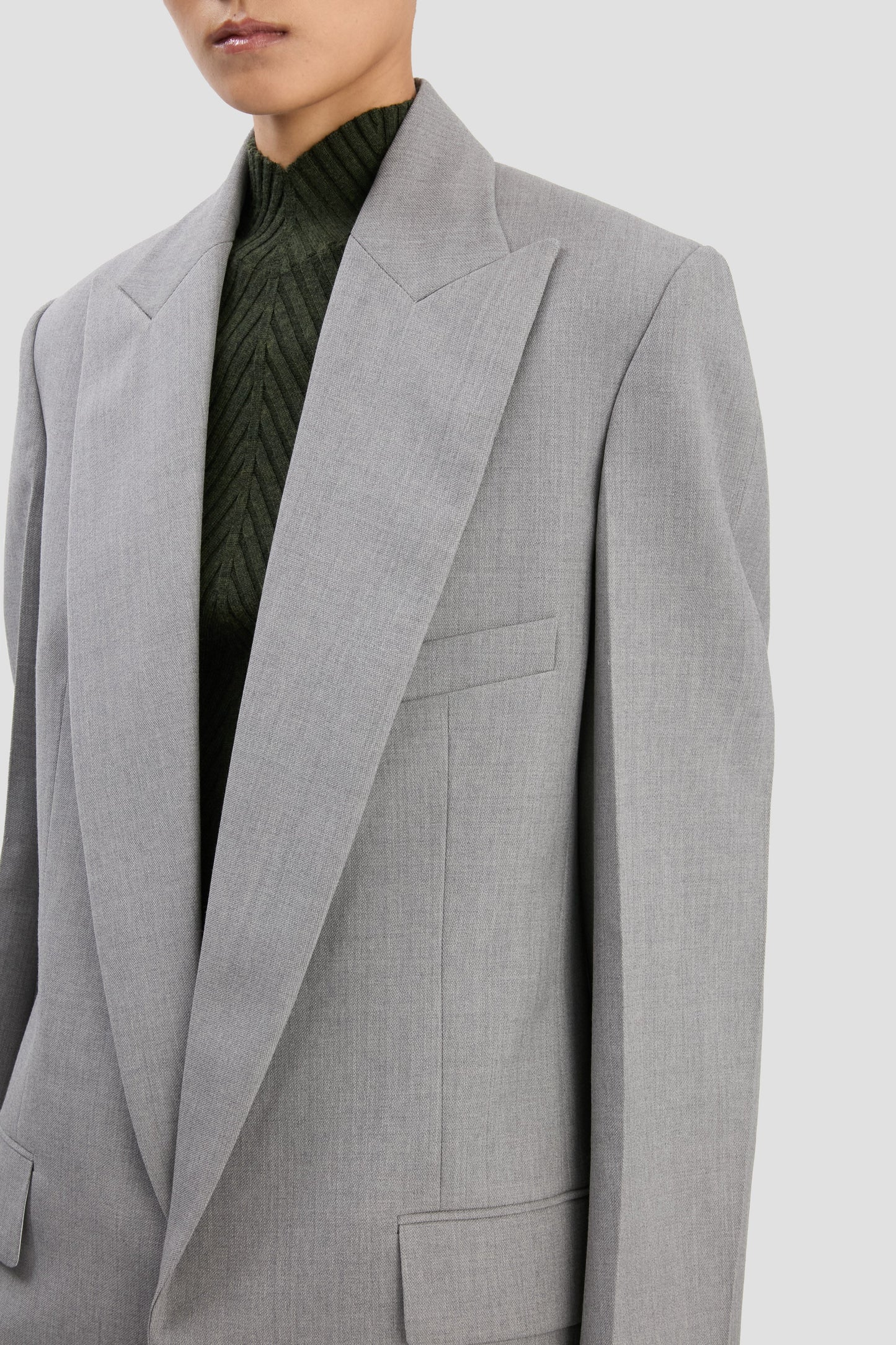 Sculptural Sleeve Jacket In Light Grey Melange