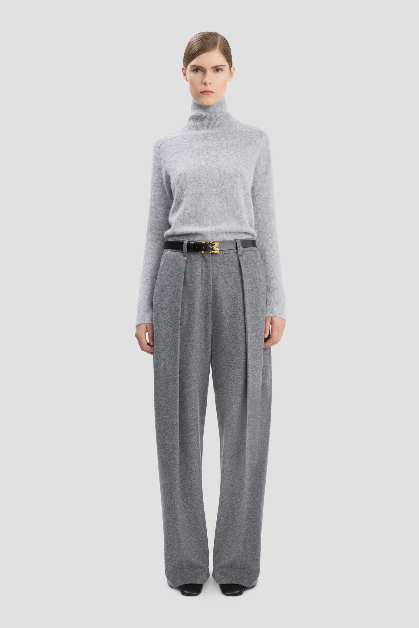 Polo Neck Jumper In Grey