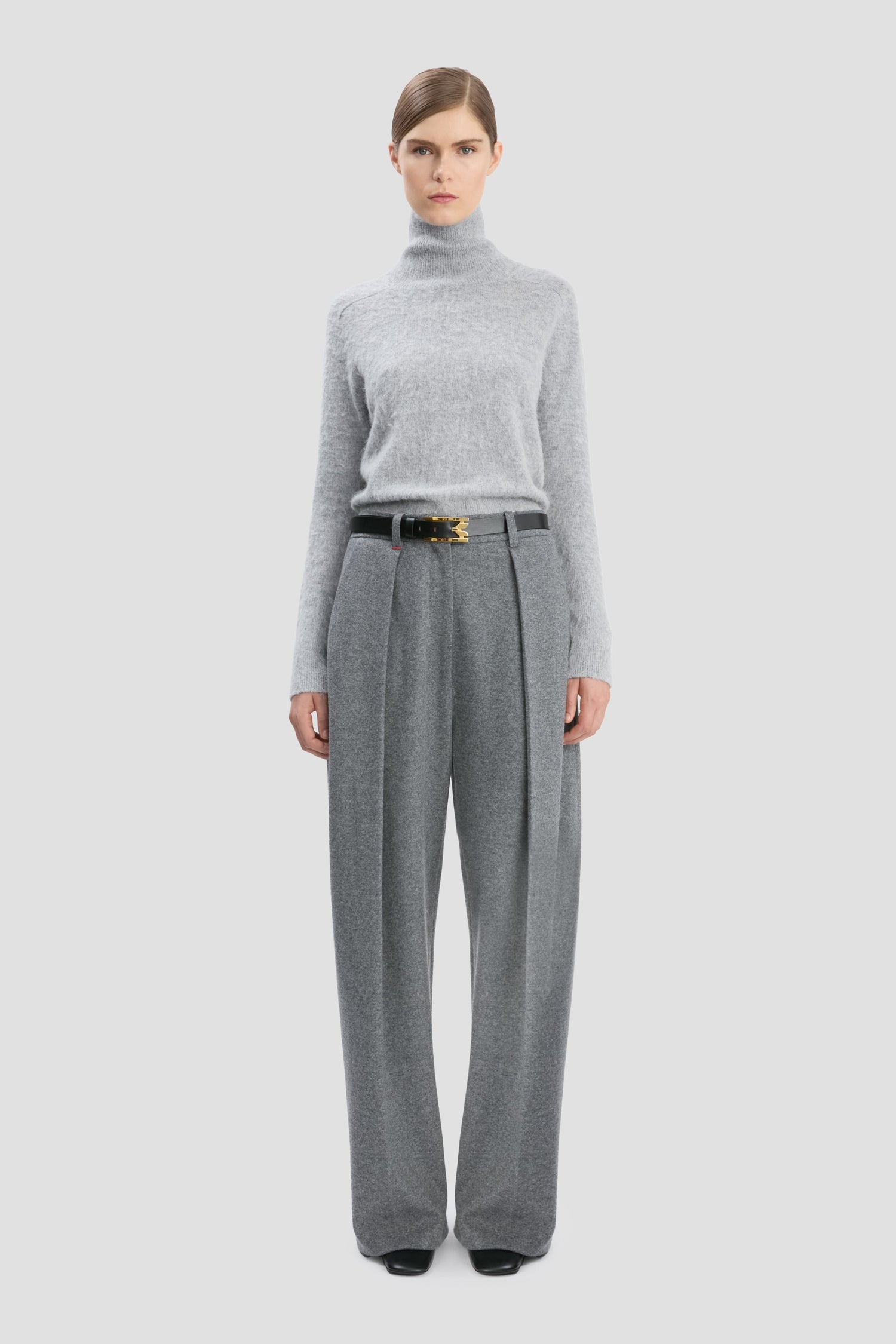 Pull à Col Roulé en Gris