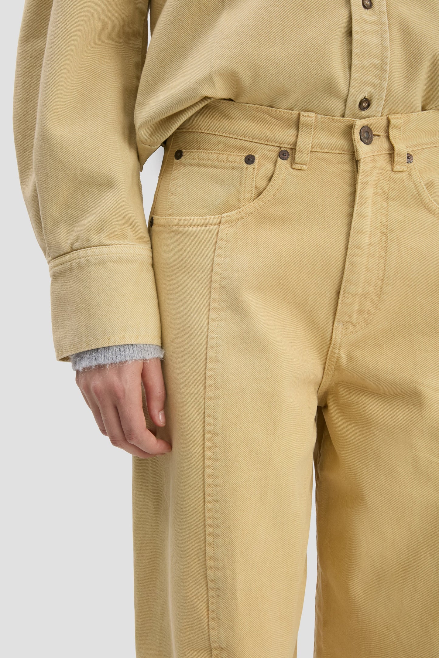 Curved Leg Relaxed Jean In Butter Yellow