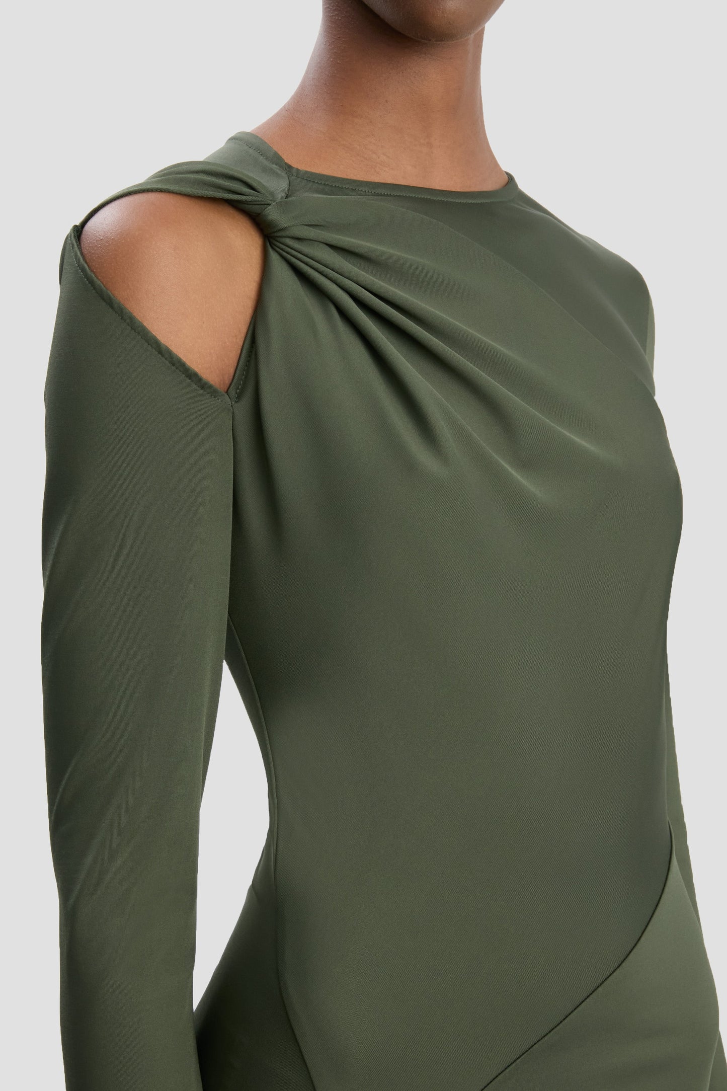Twist Armhole Detail Midi Dress In Oregano