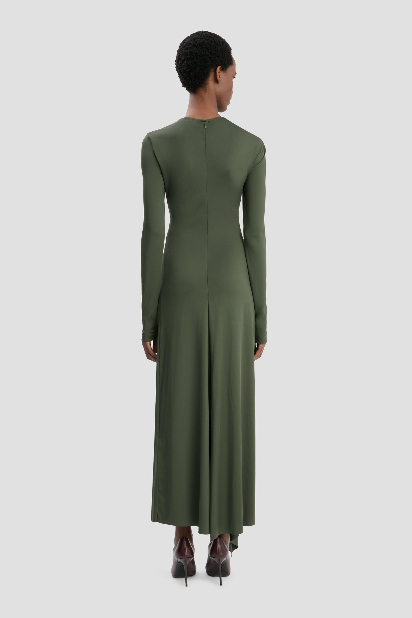 Twist Armhole Detail Midi Dress In Oregano