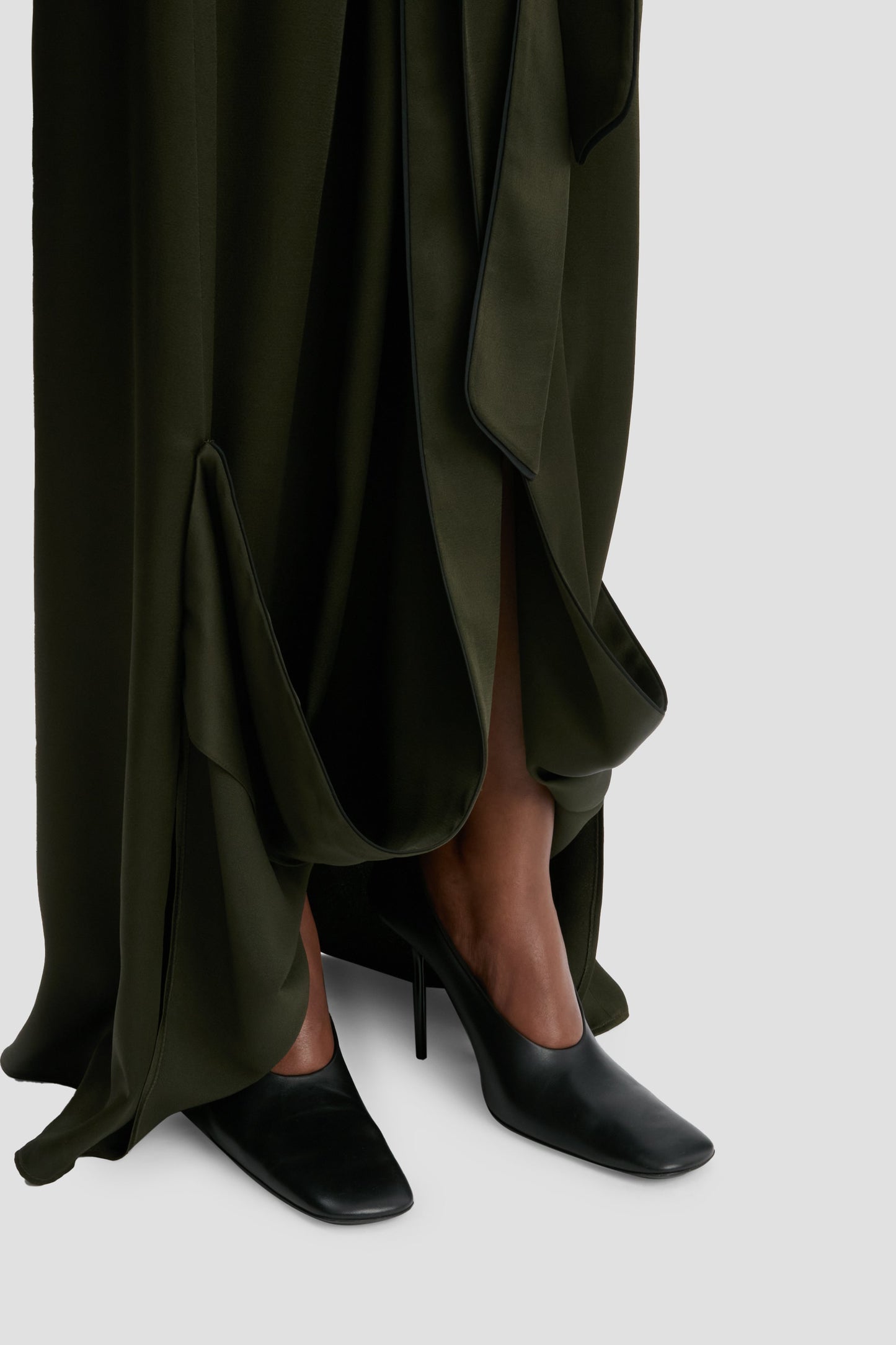 Wrap Detail Gown In Dark Olive