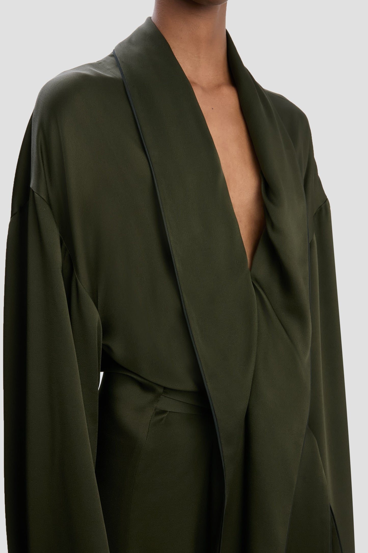 Wrap Detail Gown In Dark Olive