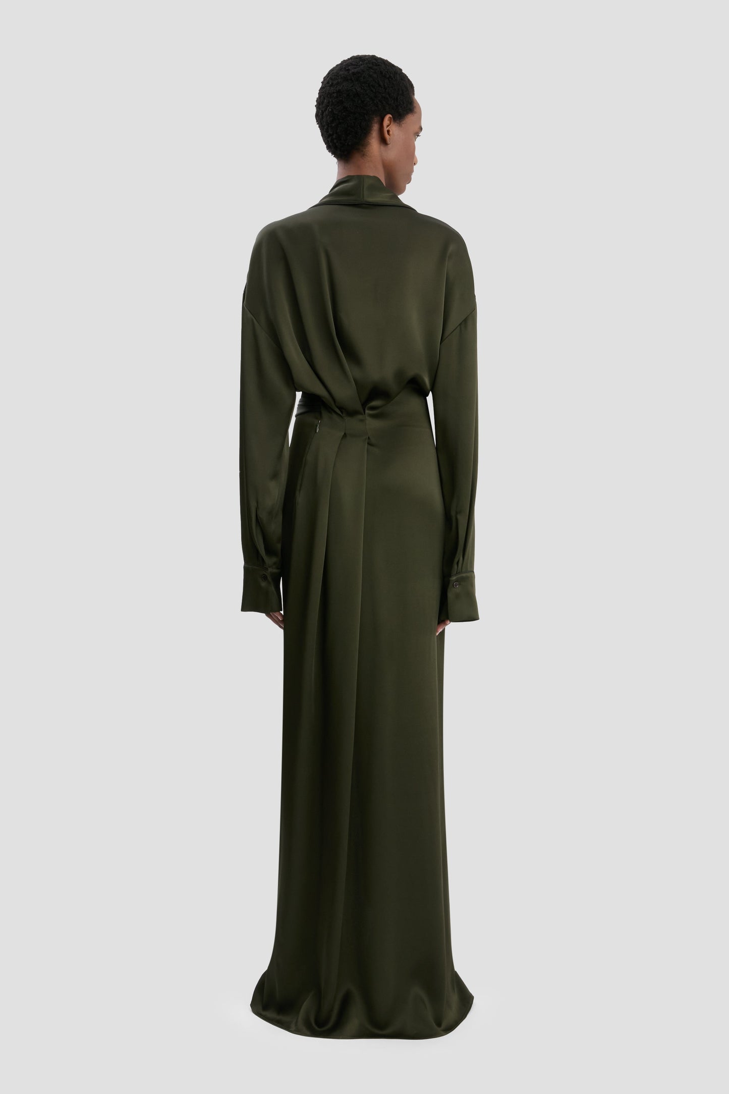 Wrap Detail Gown In Dark Olive