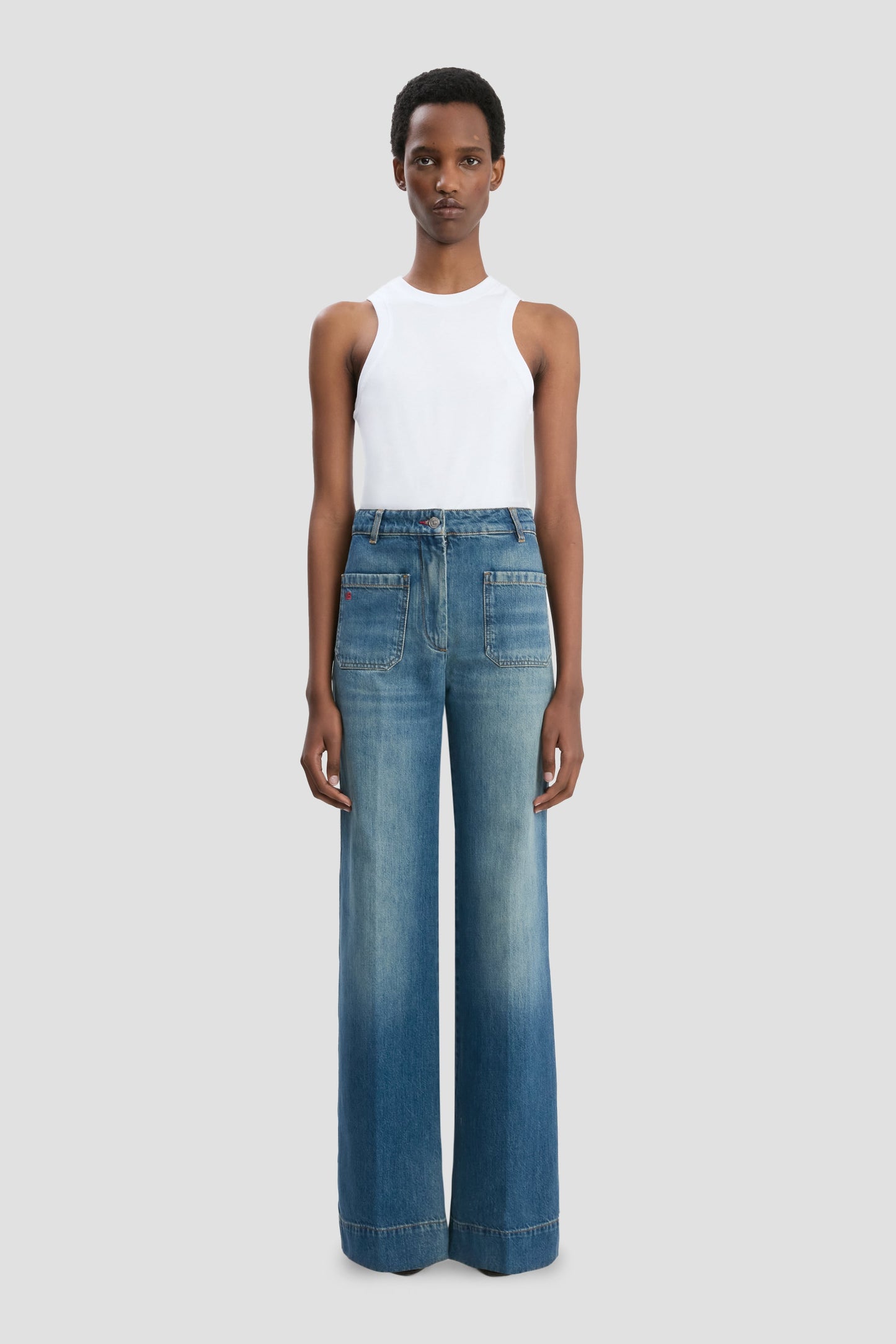 Alina High Waisted Jean In Classic Blue Wash