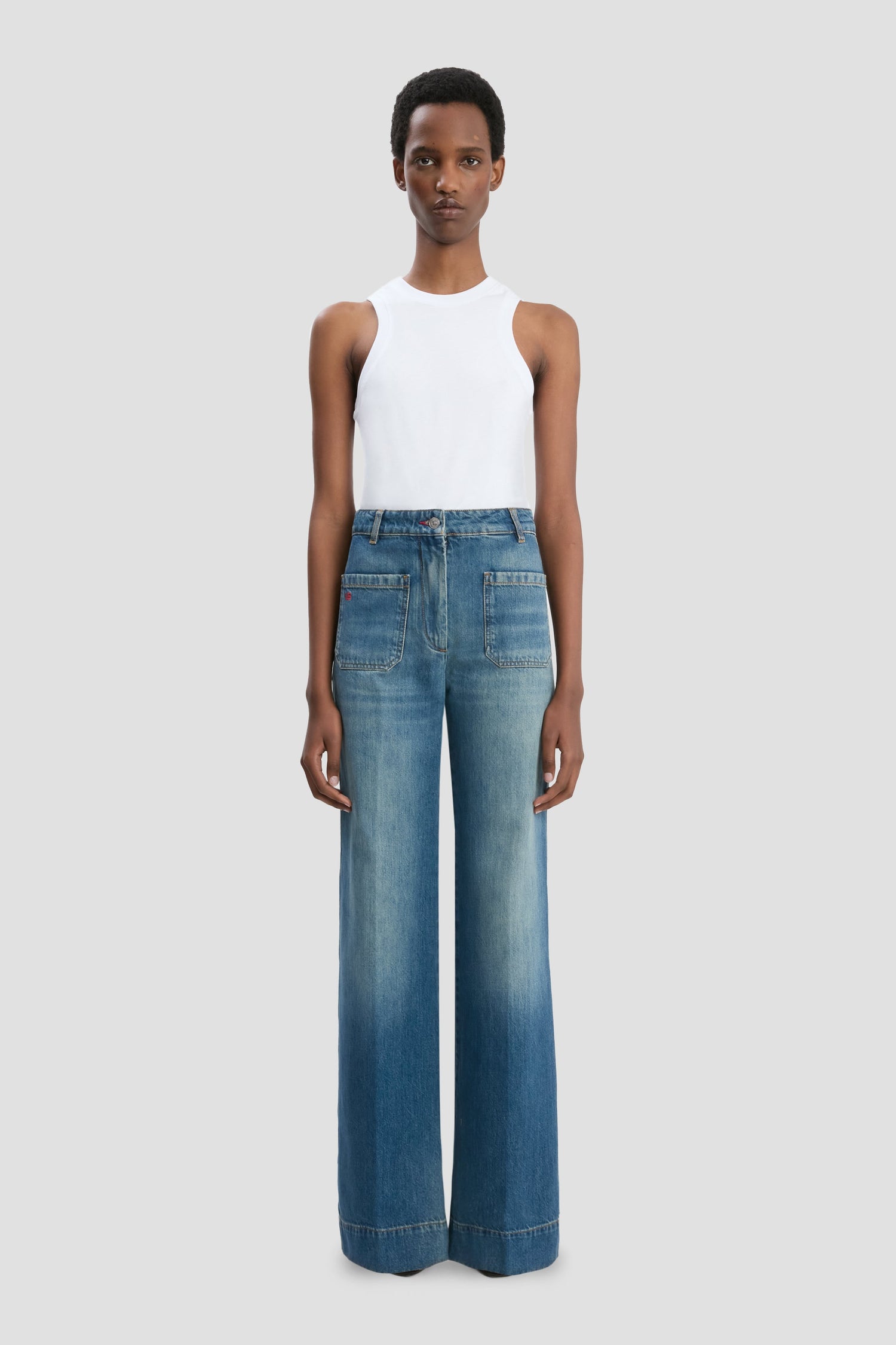 Alina High Waisted Jean In Classic Blue Wash