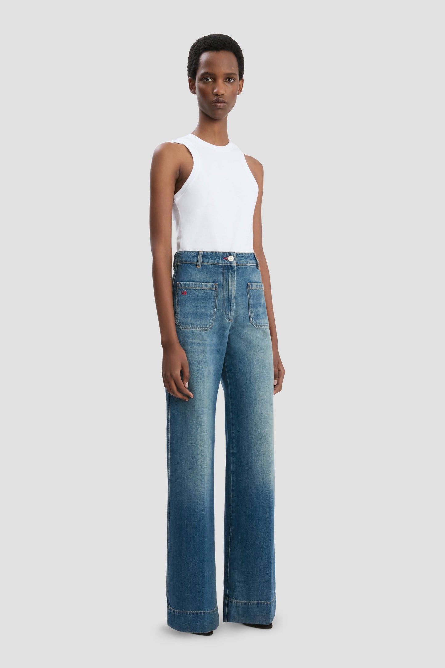 Alina High Waisted Jean In Classic Blue Wash