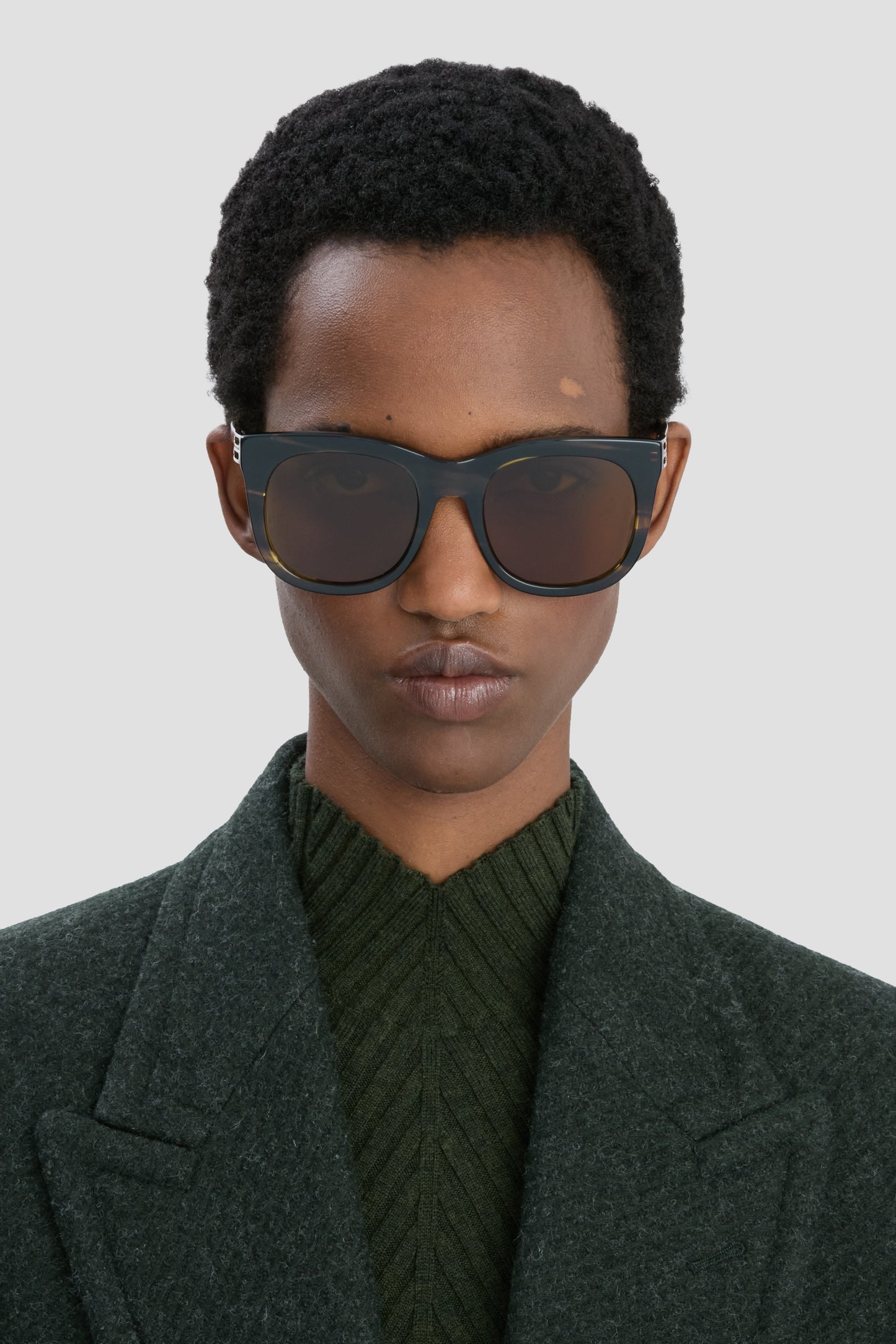 Acetate Dorian Sunglasses in Striped Khaki Horn