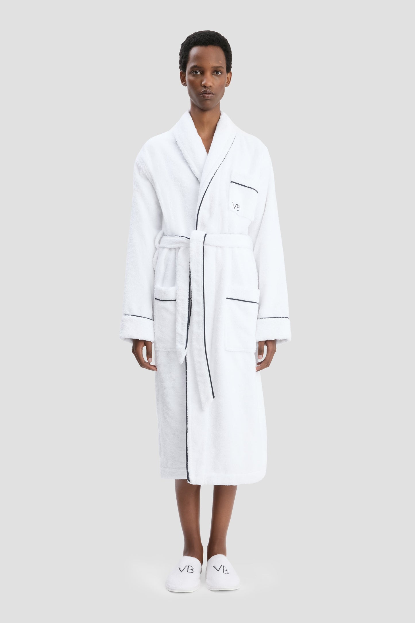 Long Towelling Robe In White