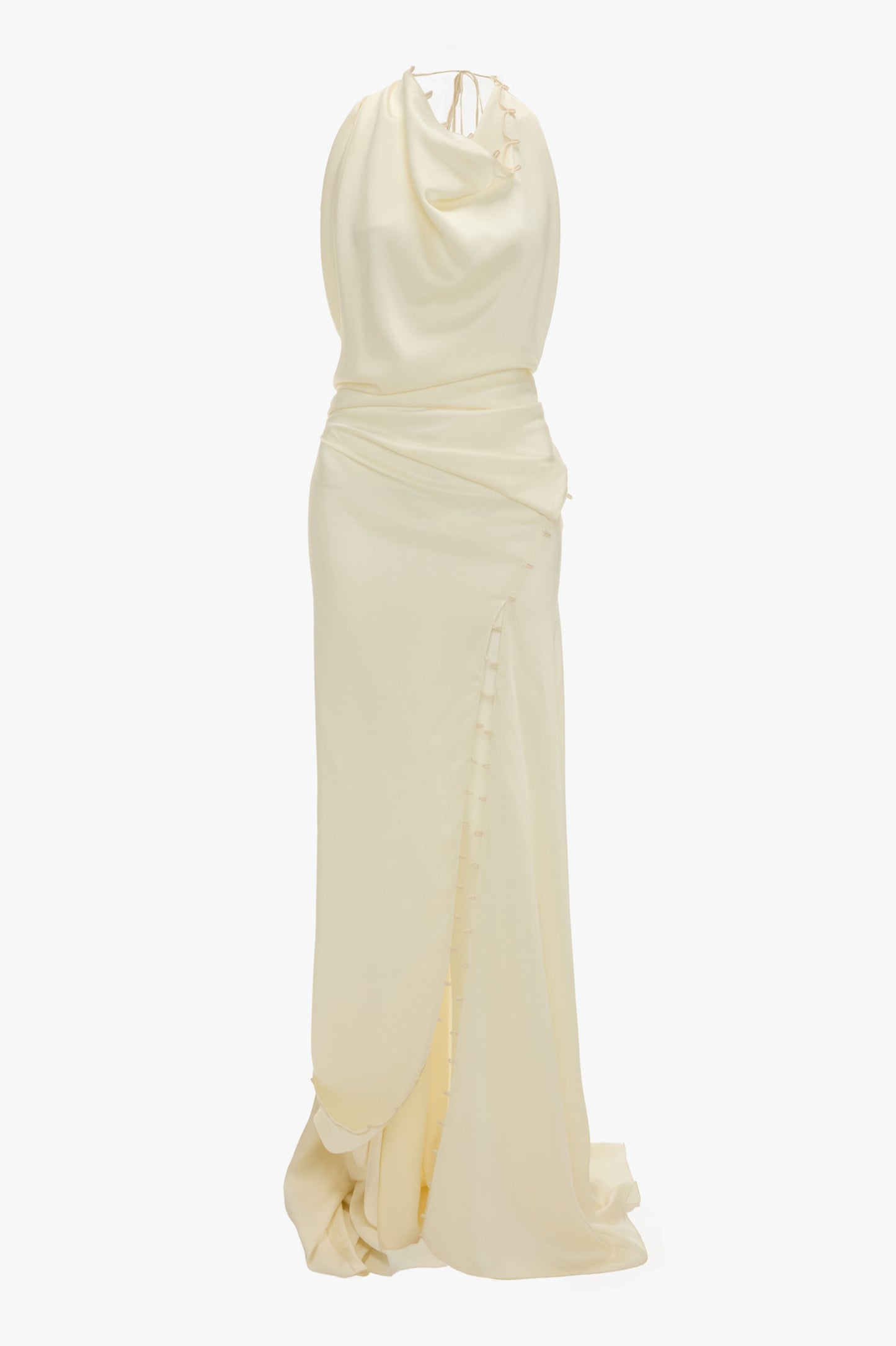 Rouleaux Detail Sleeveless Gown In Ivory