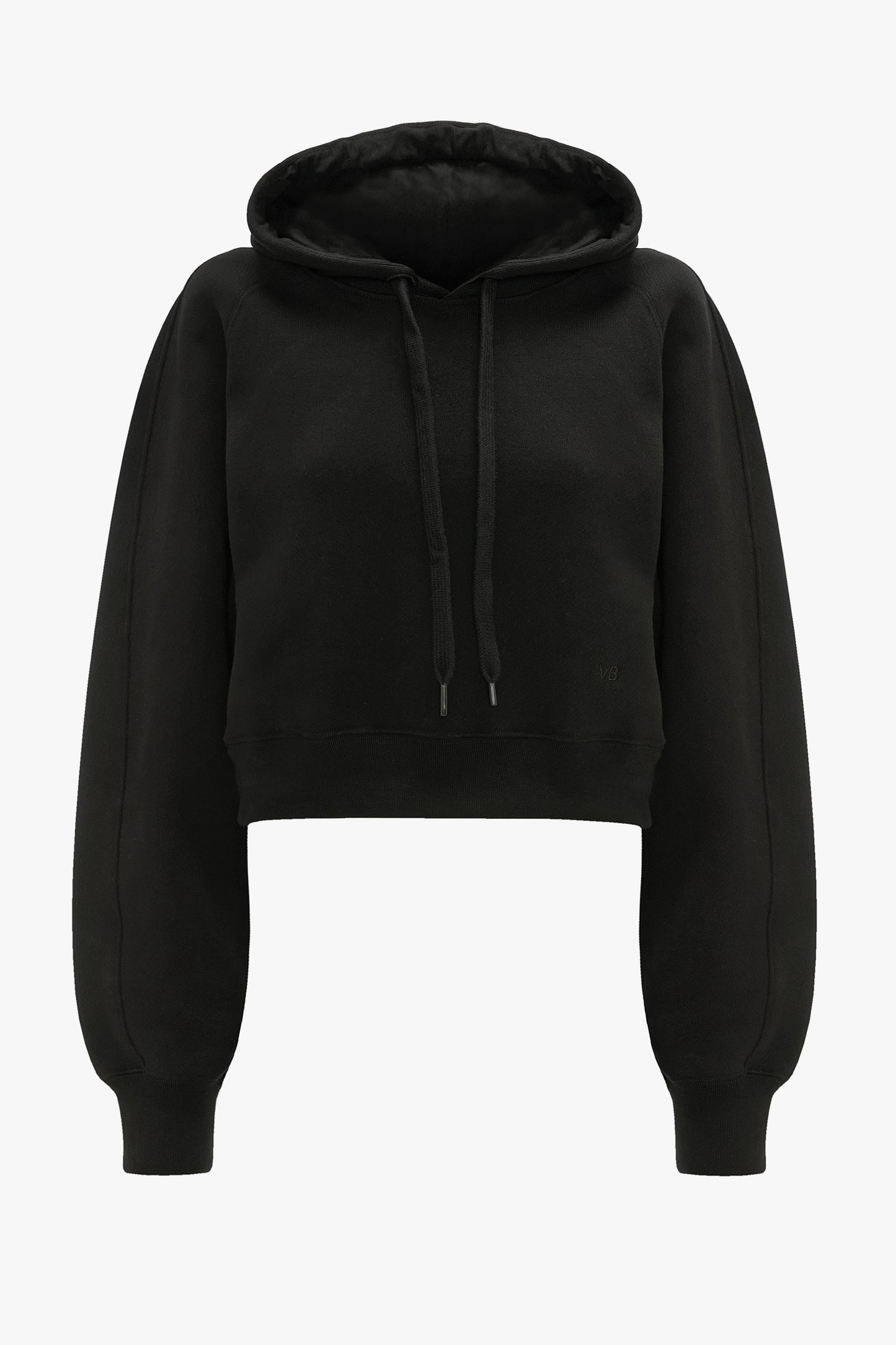 Cropped Raglan Hoodie In Black
