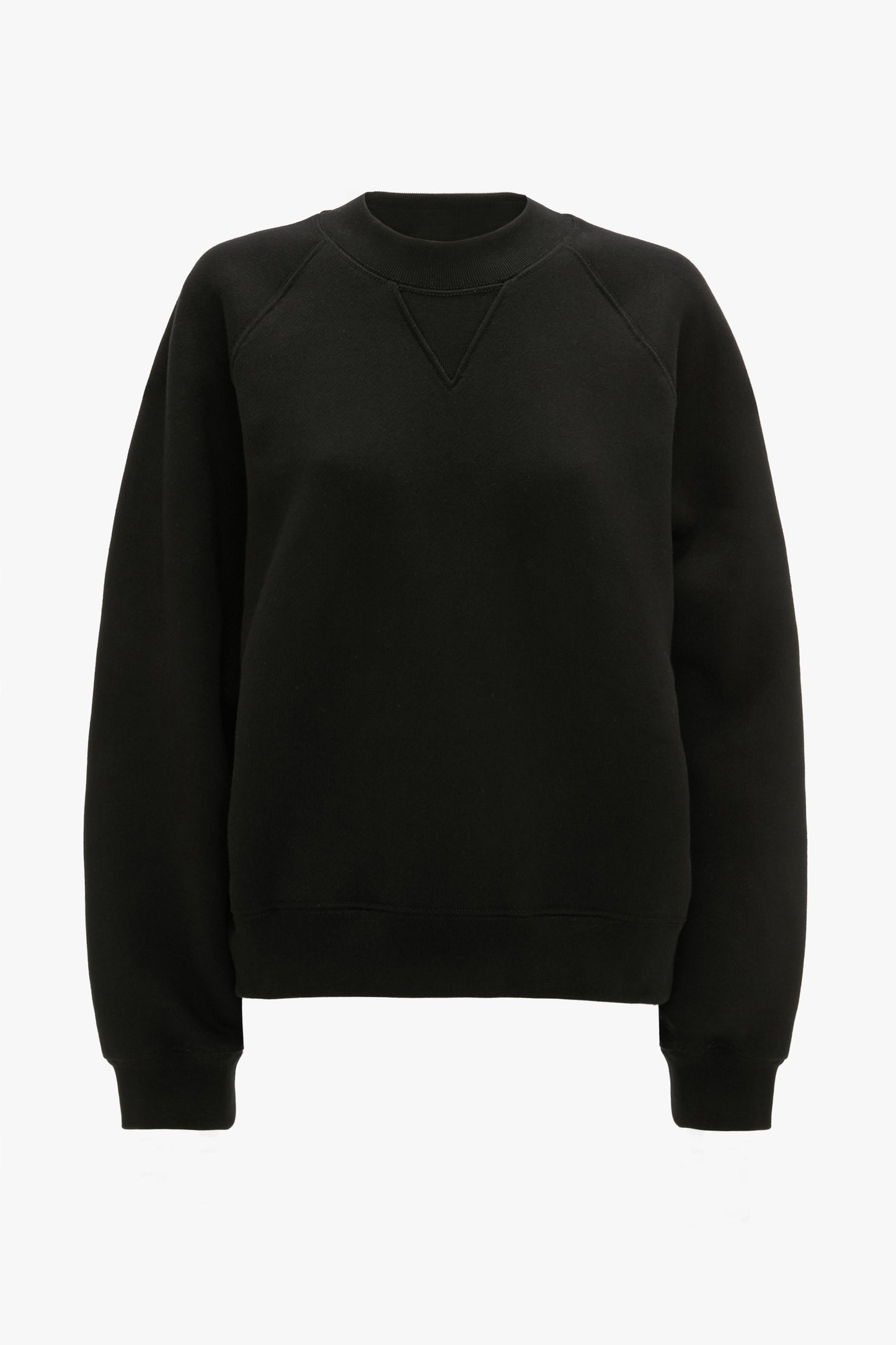 Crew Neck Raglan Sweatshirt In Black