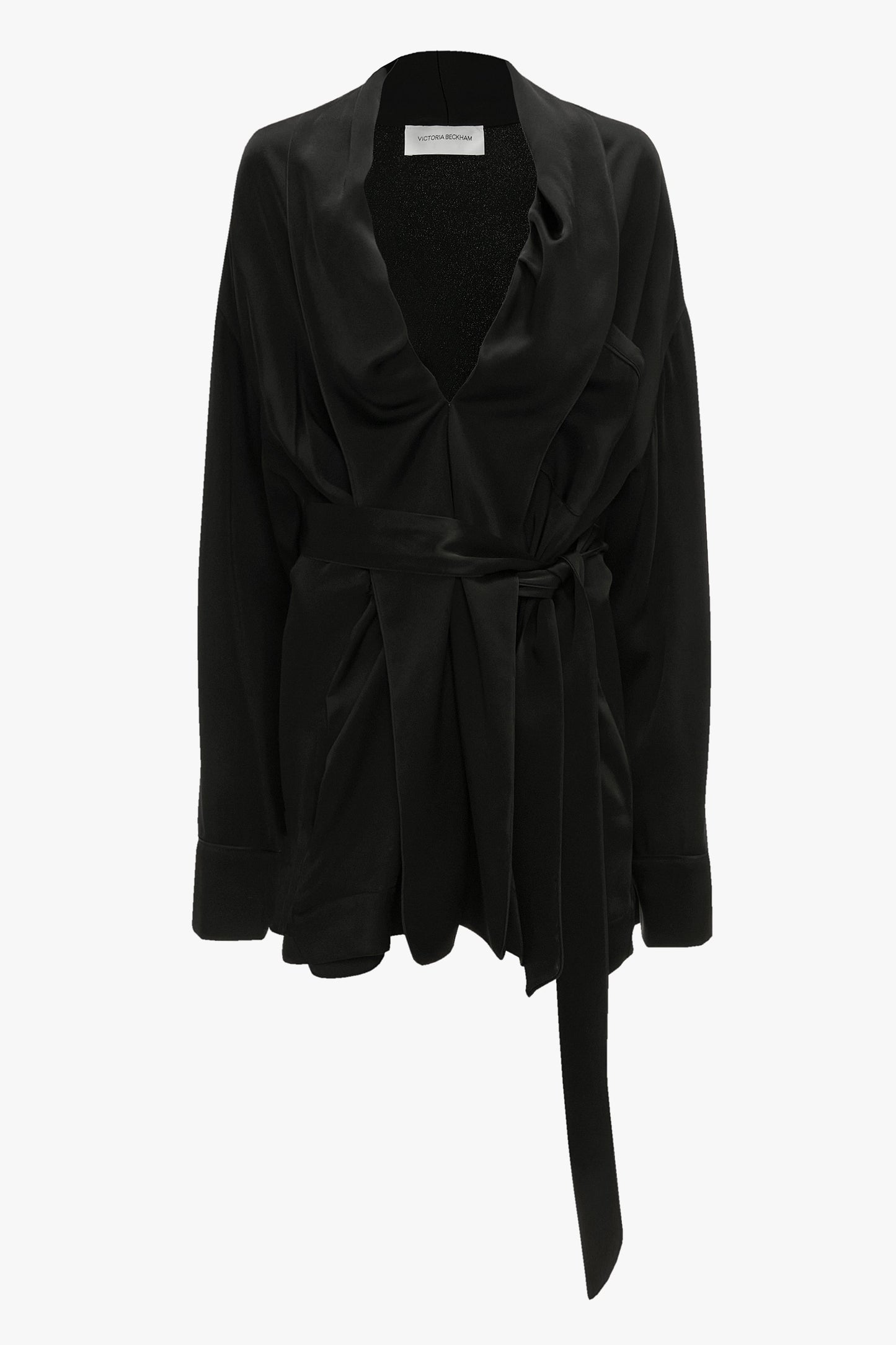 Wrap Detail Mini Dress In Black