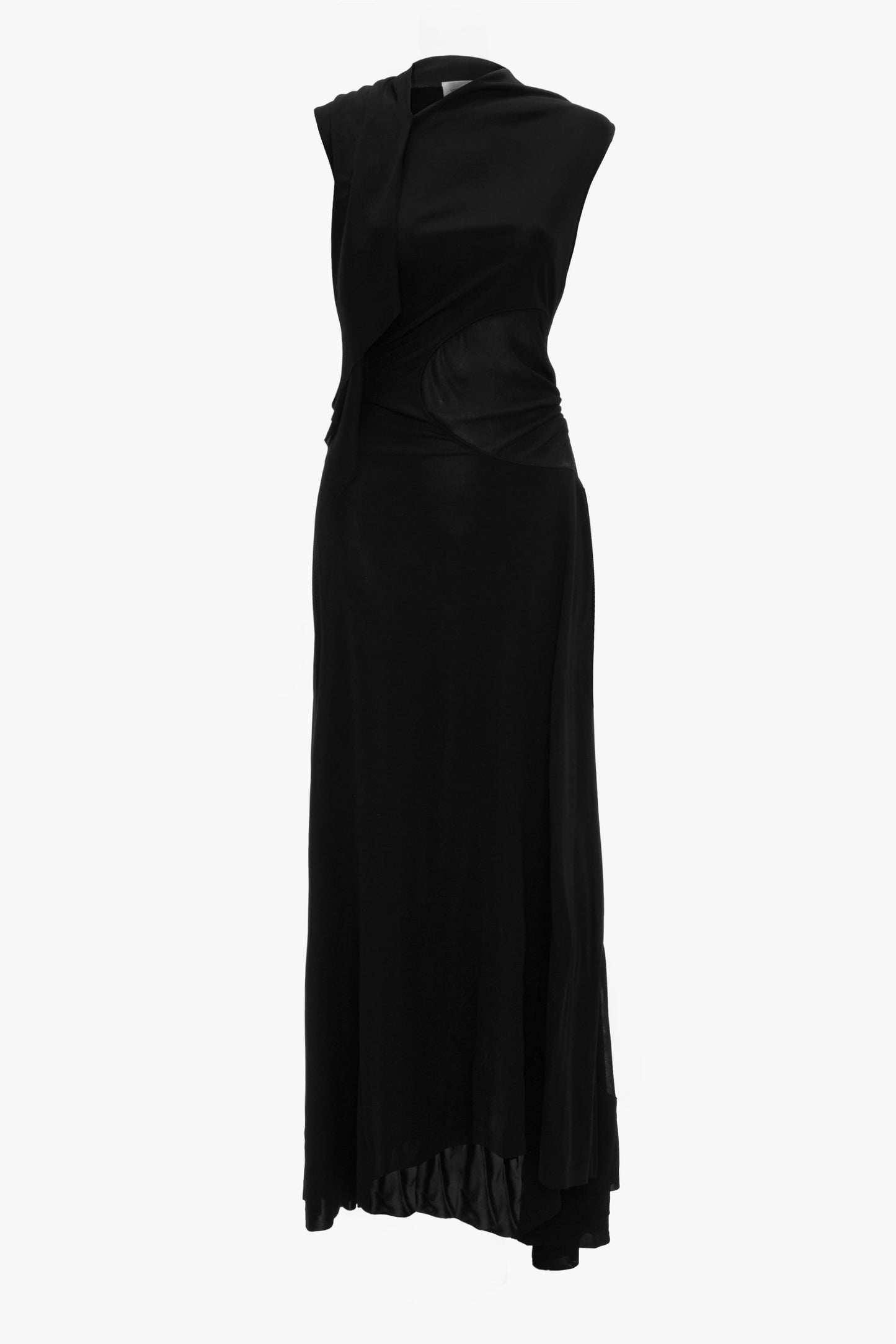 Sleeveless Draped Panel Dress In Black